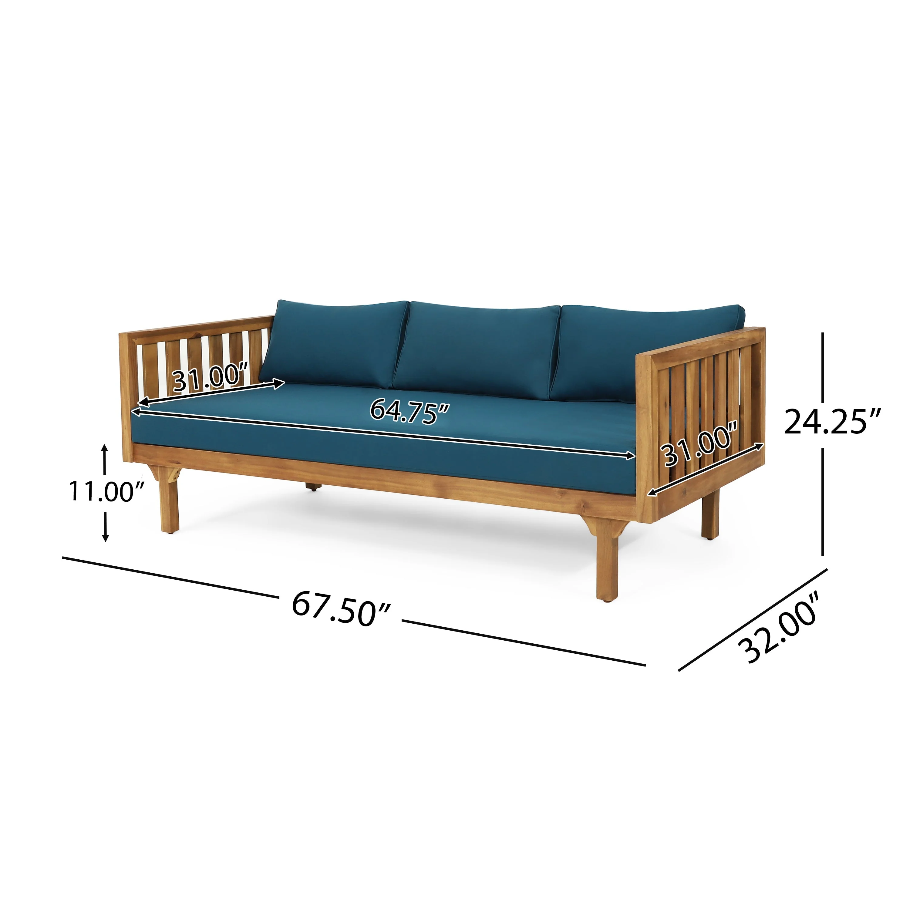 Claremont Patio Furniture Sets: 3-Seater Daybed + Acacia Wood Table - Image 5