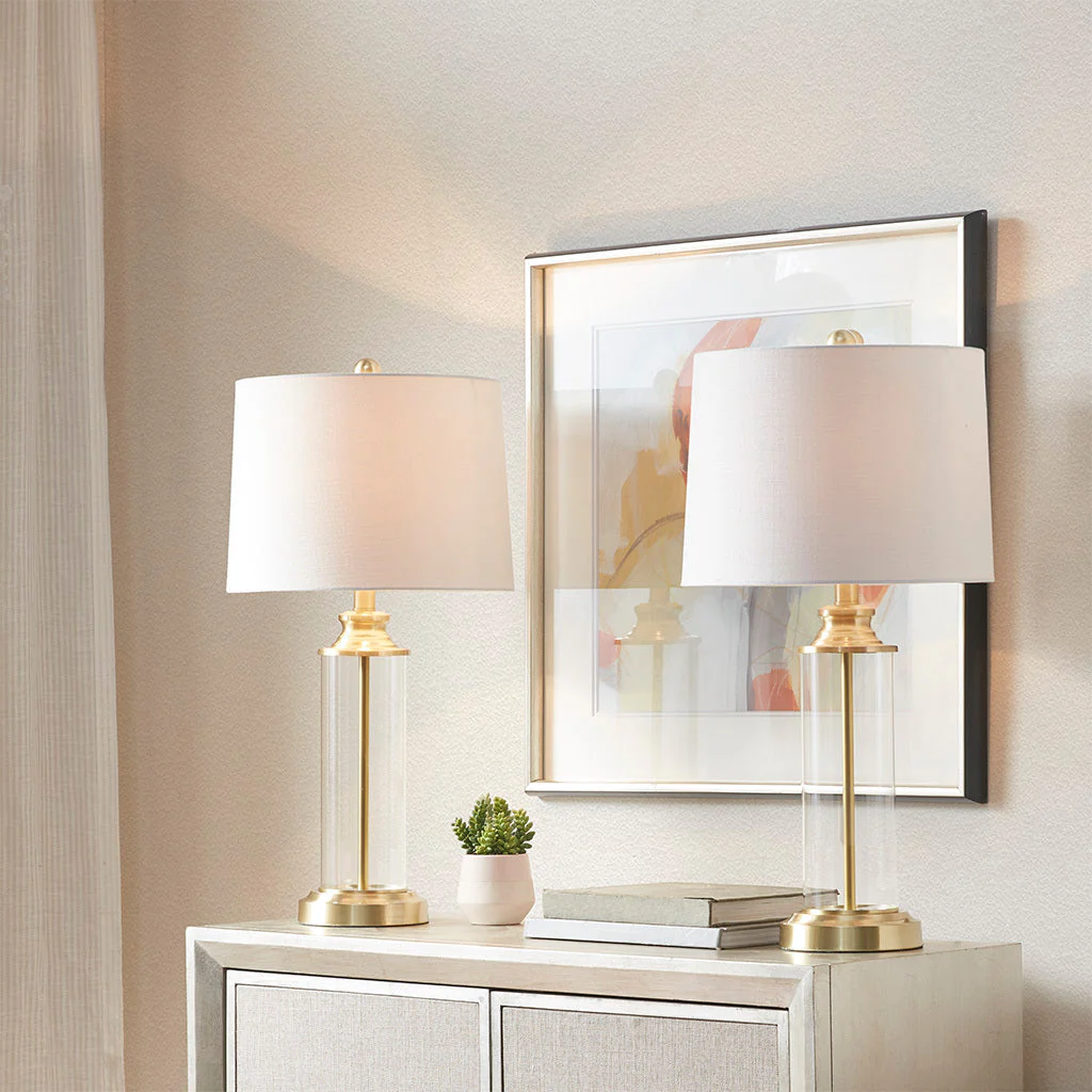 Clarity Glass Cylinder Table Lamp Set of 2 - Image 7