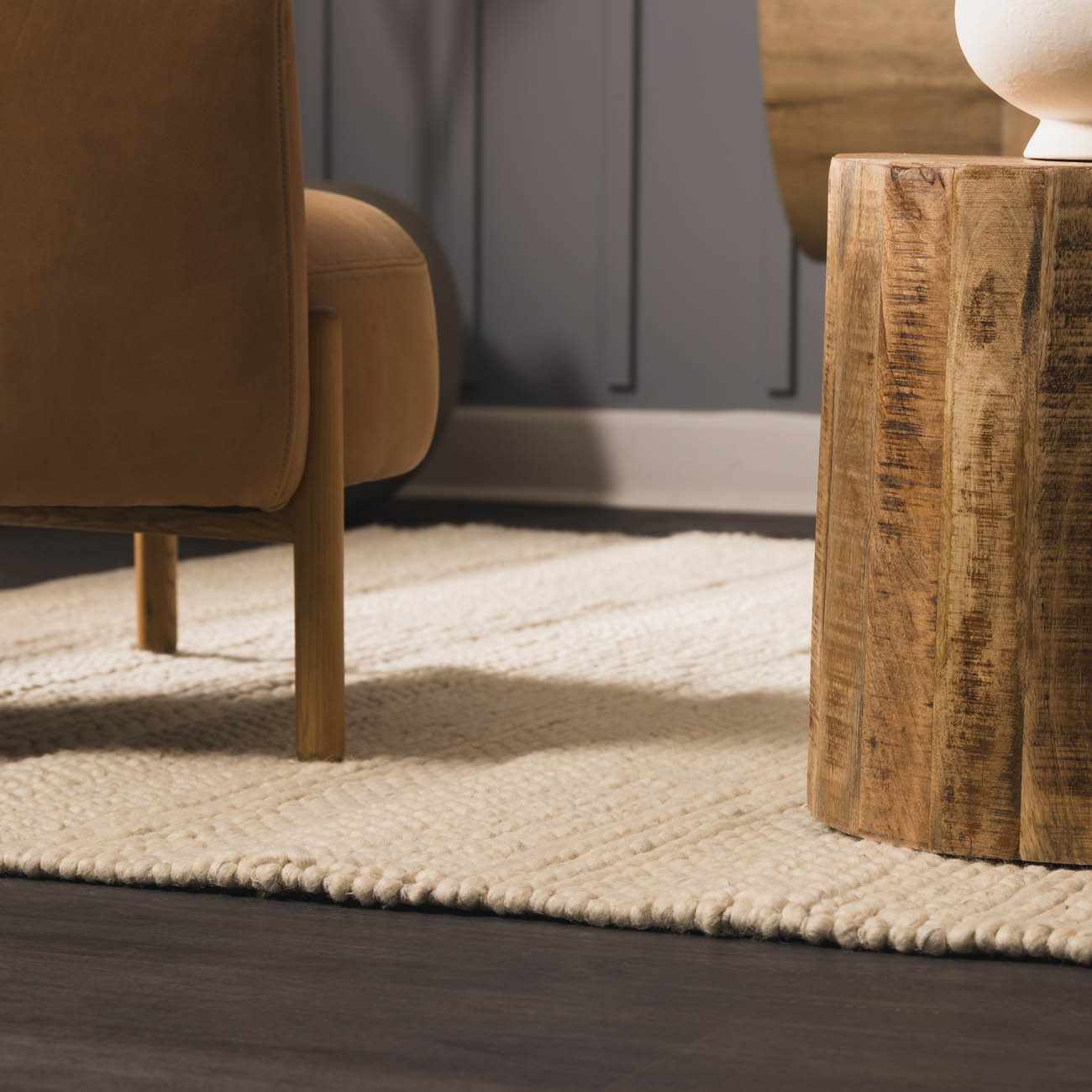 Clarke Beige Textured Wool Rug - Image 11