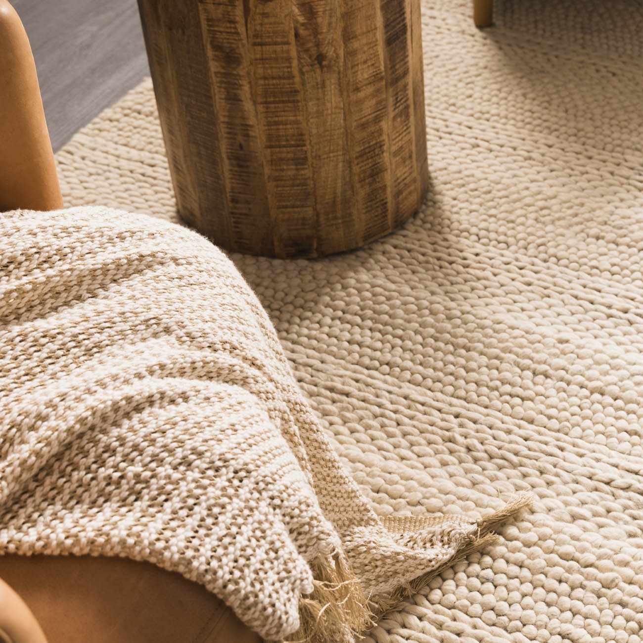 Clarke Beige Textured Wool Rug - Image 13