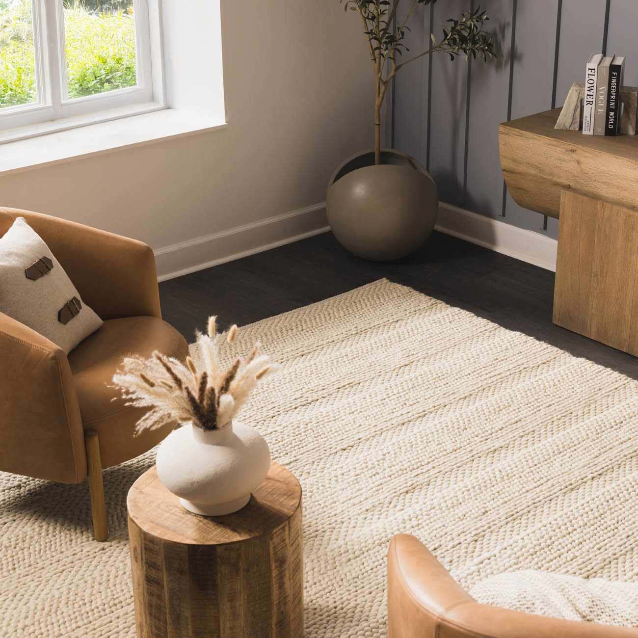Clarke Beige Textured Wool Rug - Image 2