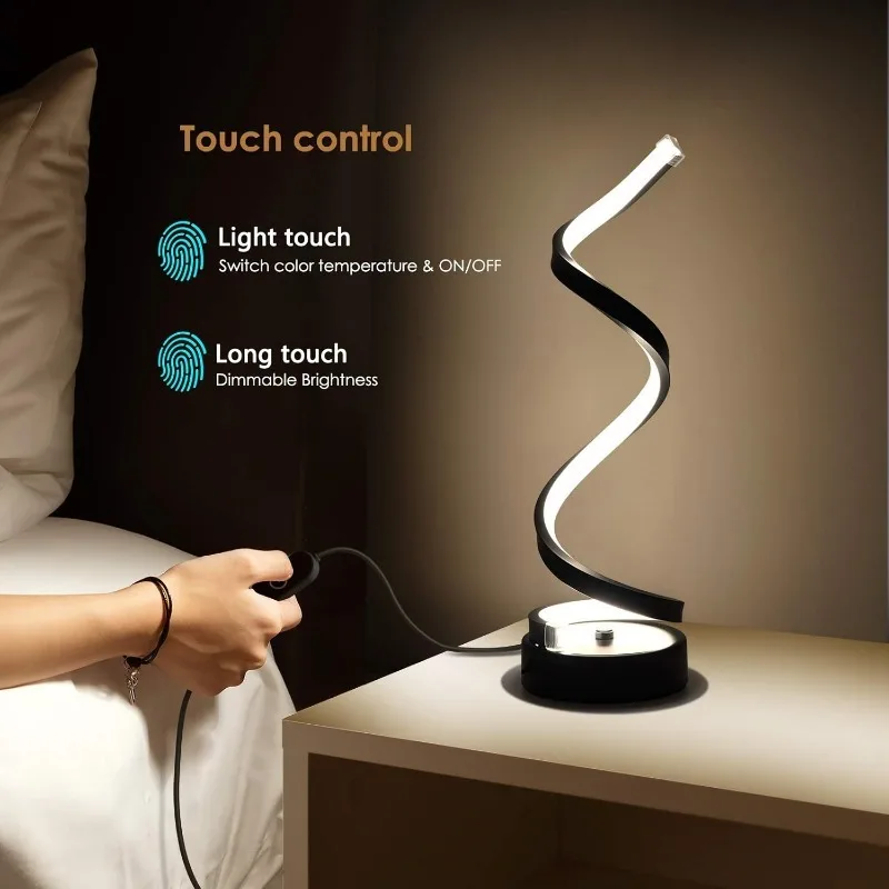 Classic Creative Spiral LED Table Lamp, Modern Minimalist Dimmable Spiral Table Lamp, Adjustable Arm, Soft Light, Multifunction - Image 4