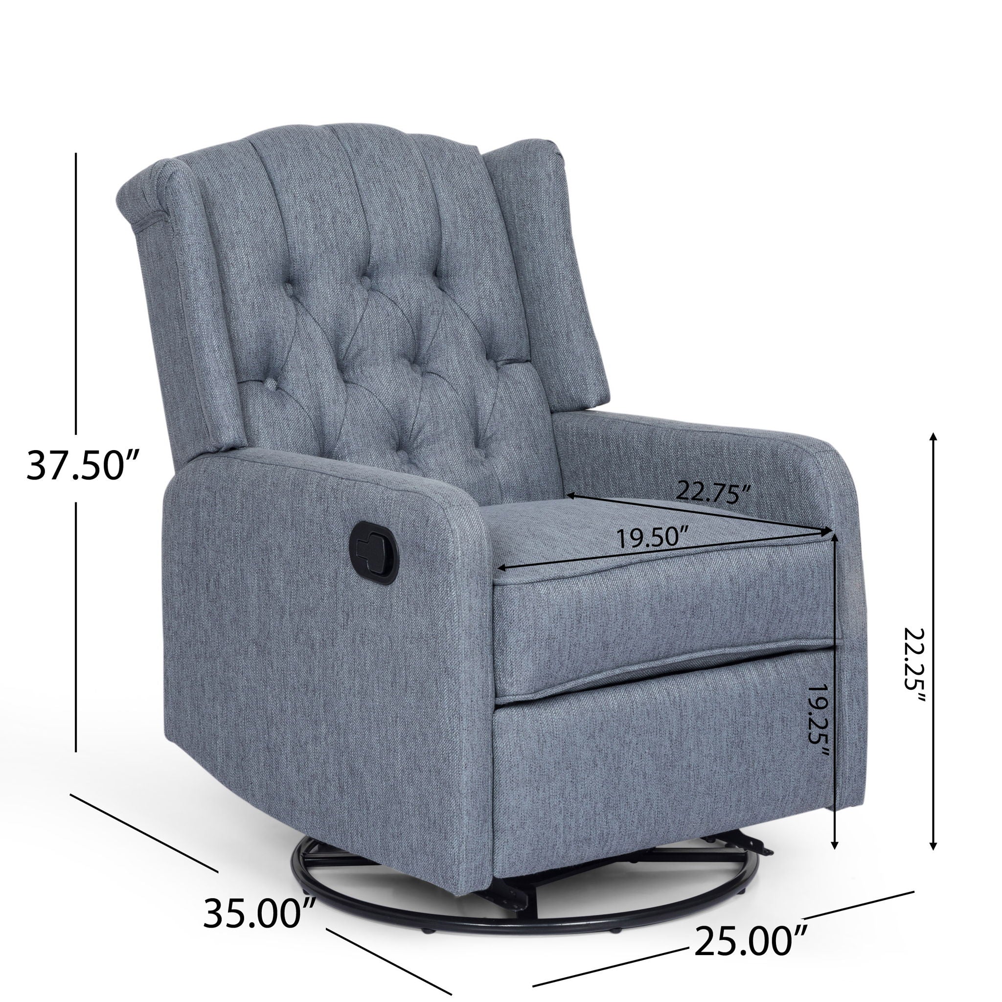 Classic Design, Manual Recliner Chair With 360 Degree Swivel - Image 4