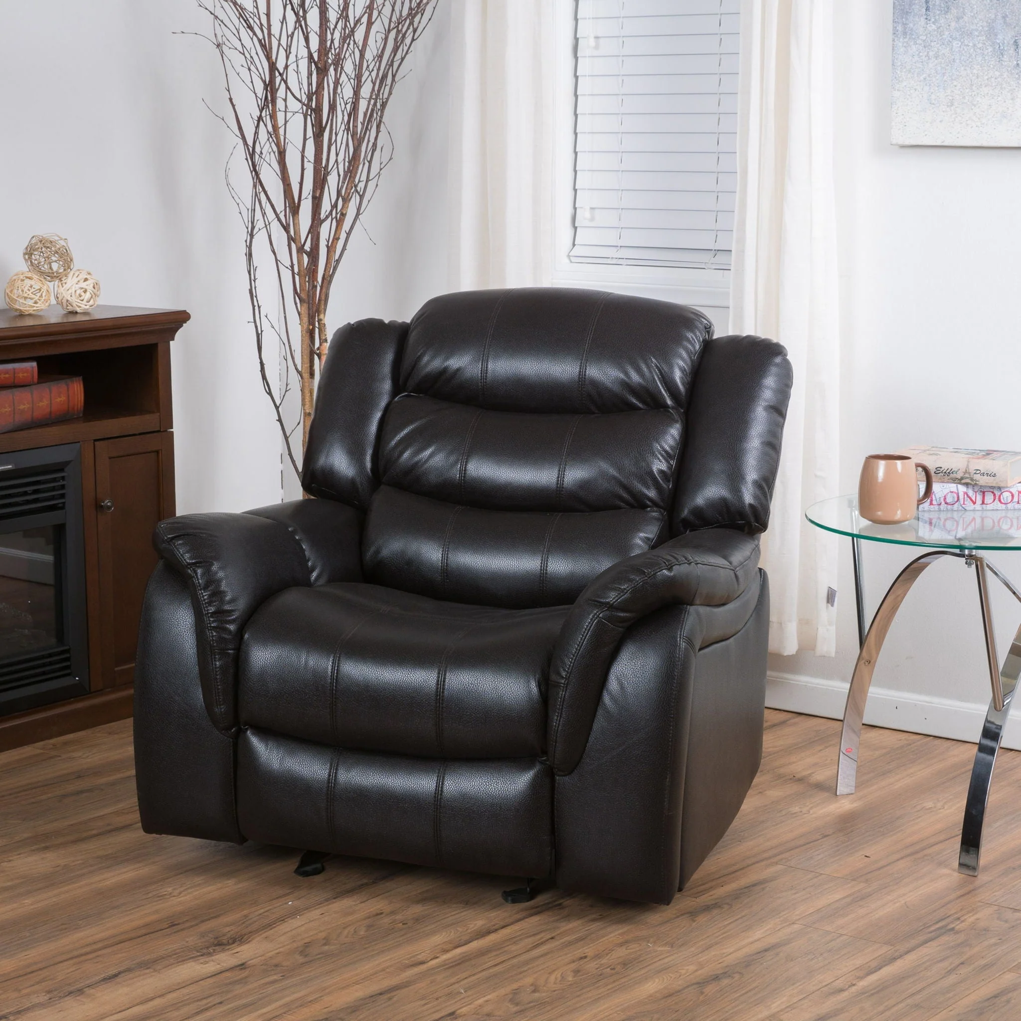 Classic Design Recliner, Upholstery Recliner, Glider Recliner - Black Berry - Image 2