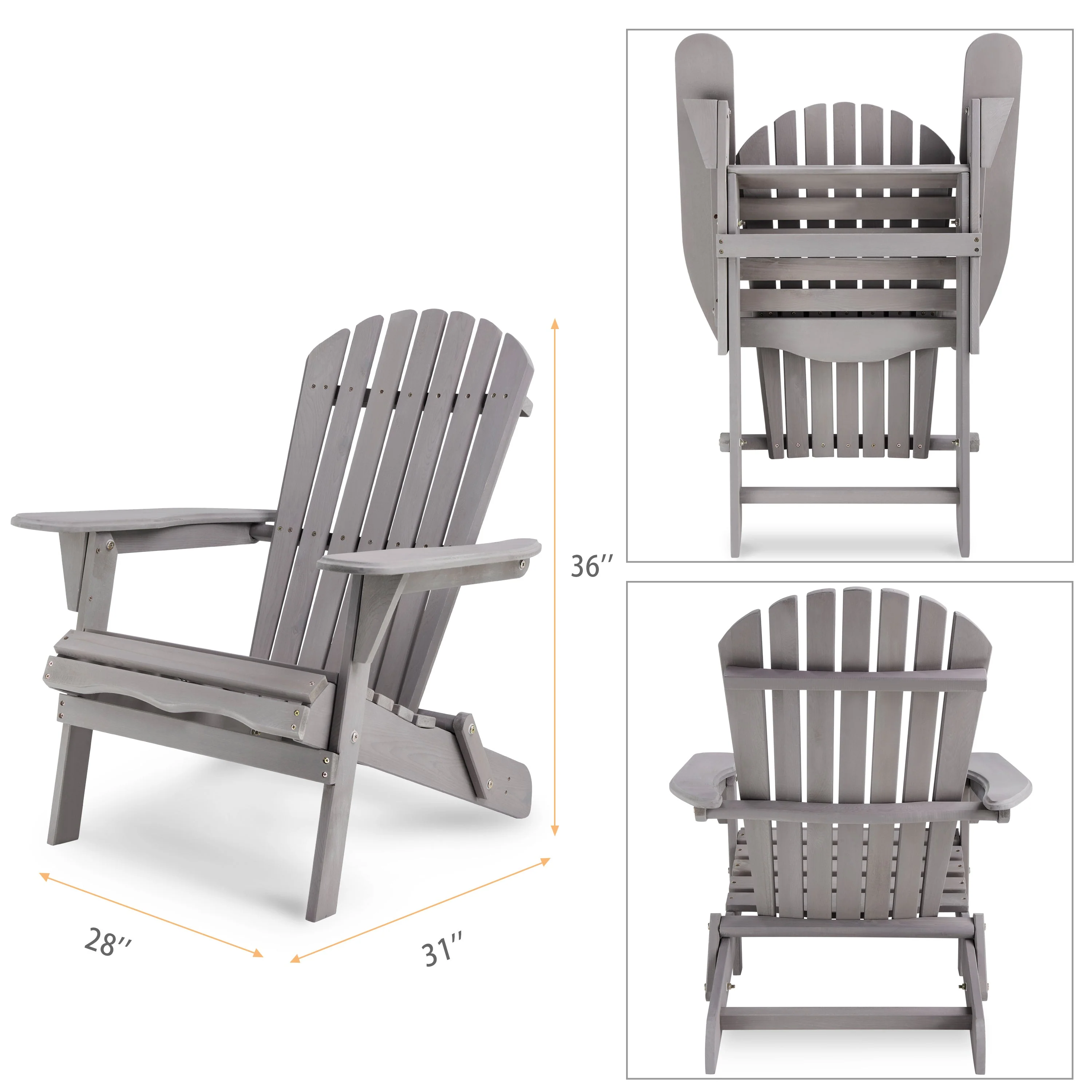 Classic Gray Cedar Wood Lounge Patio Chair Set of 2 for Garden and Outdoor Use - Image 4