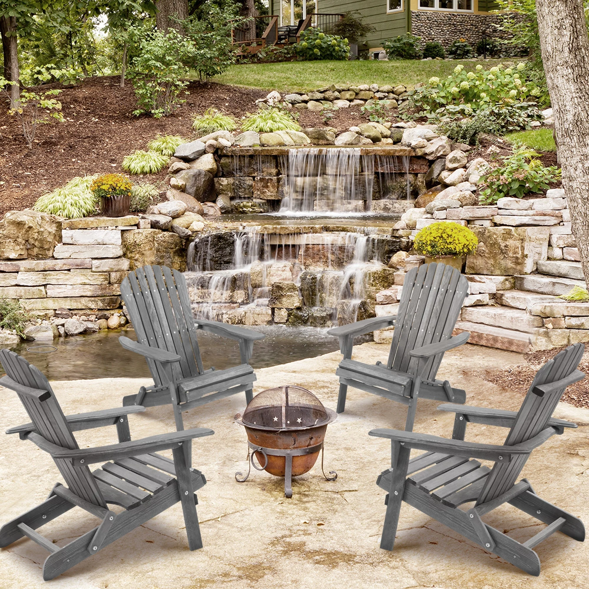 Classic Gray Cedar Wood Lounge Patio Chair Set of 2 for Garden and Outdoor Use - Image 7