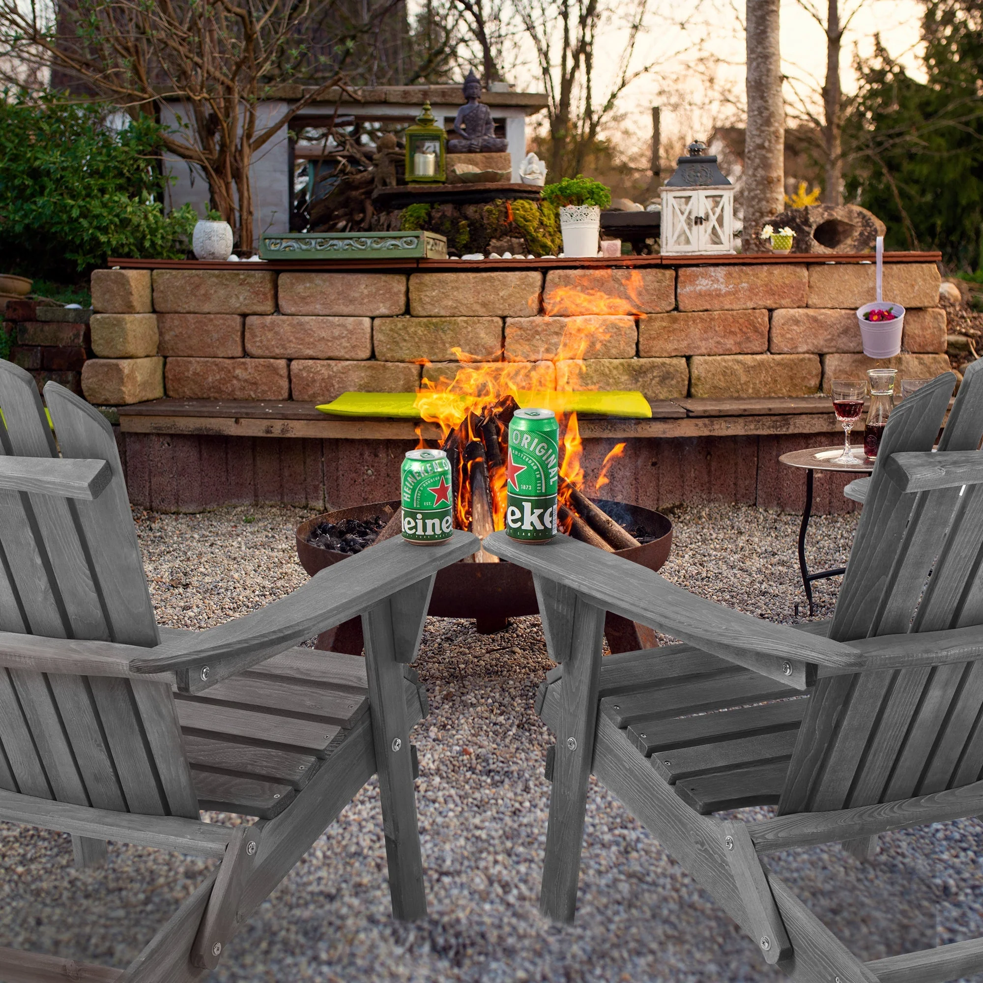 Classic Gray Cedar Wood Lounge Patio Chair Set of 2 for Garden and Outdoor Use - Image 8