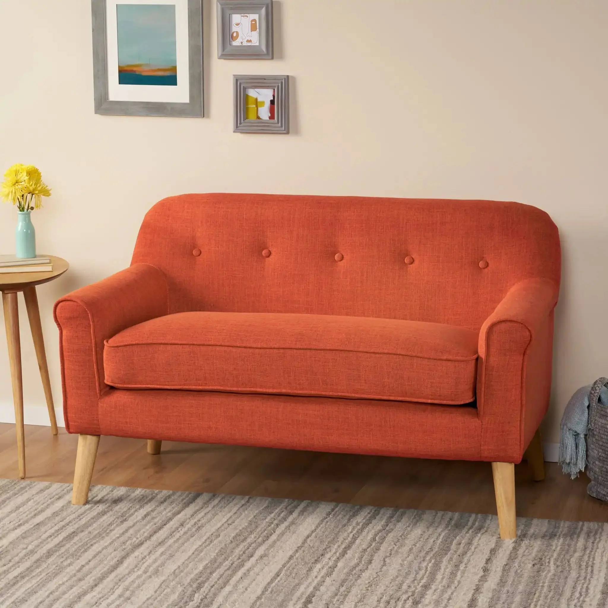 Classic Loveseat With Rolled Armrests And Button Tufting - Image 2