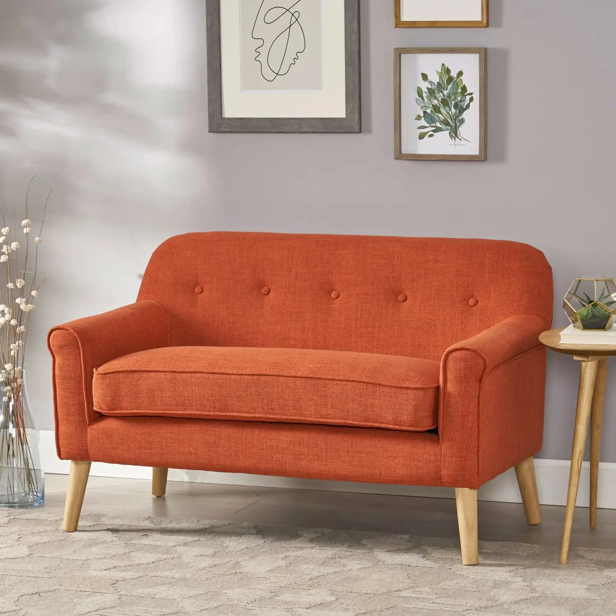 Classic Loveseat With Rolled Armrests And Button Tufting - Image 4