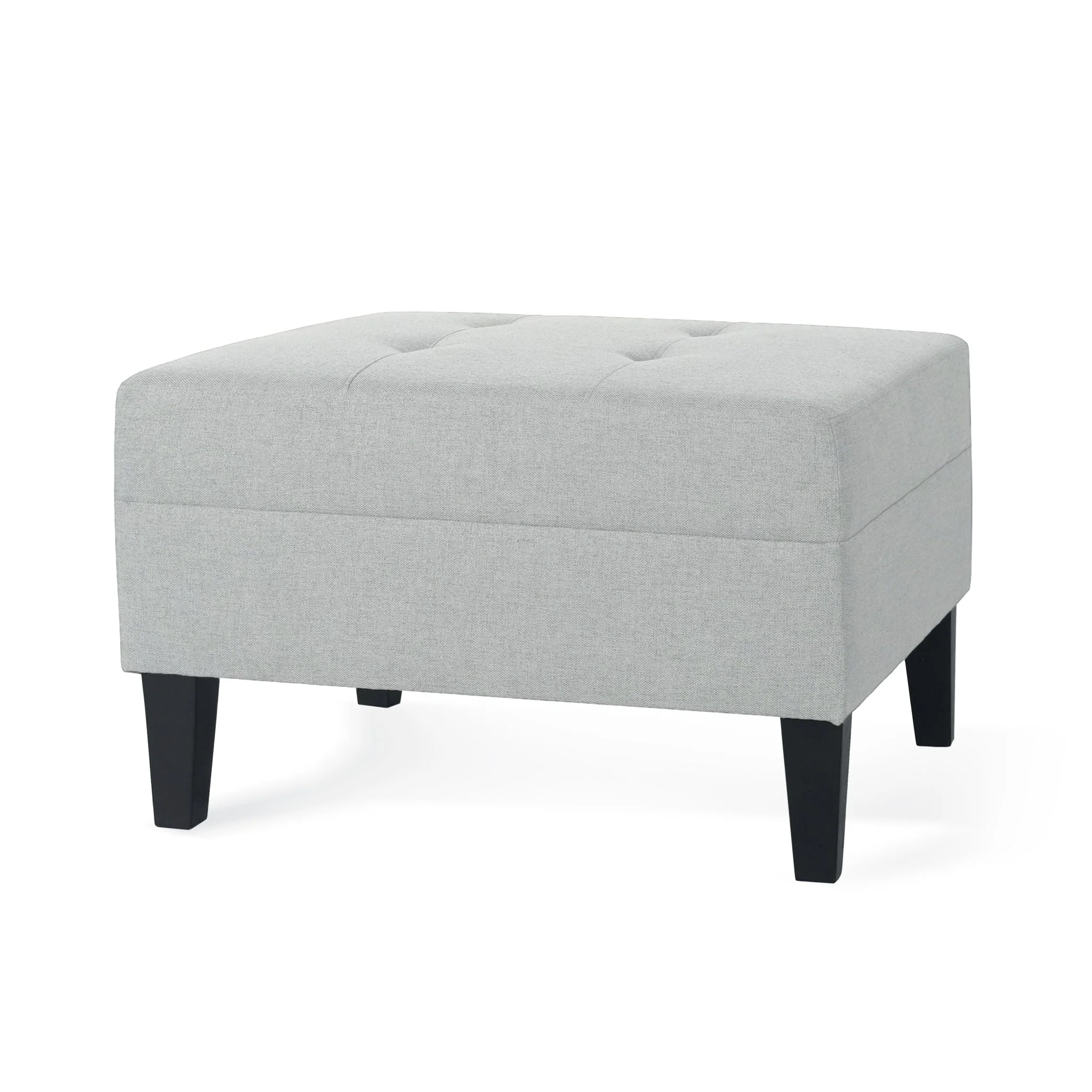 Classic Ottoman With Birch Wood Legs And Fabric Upholstery - Image 2