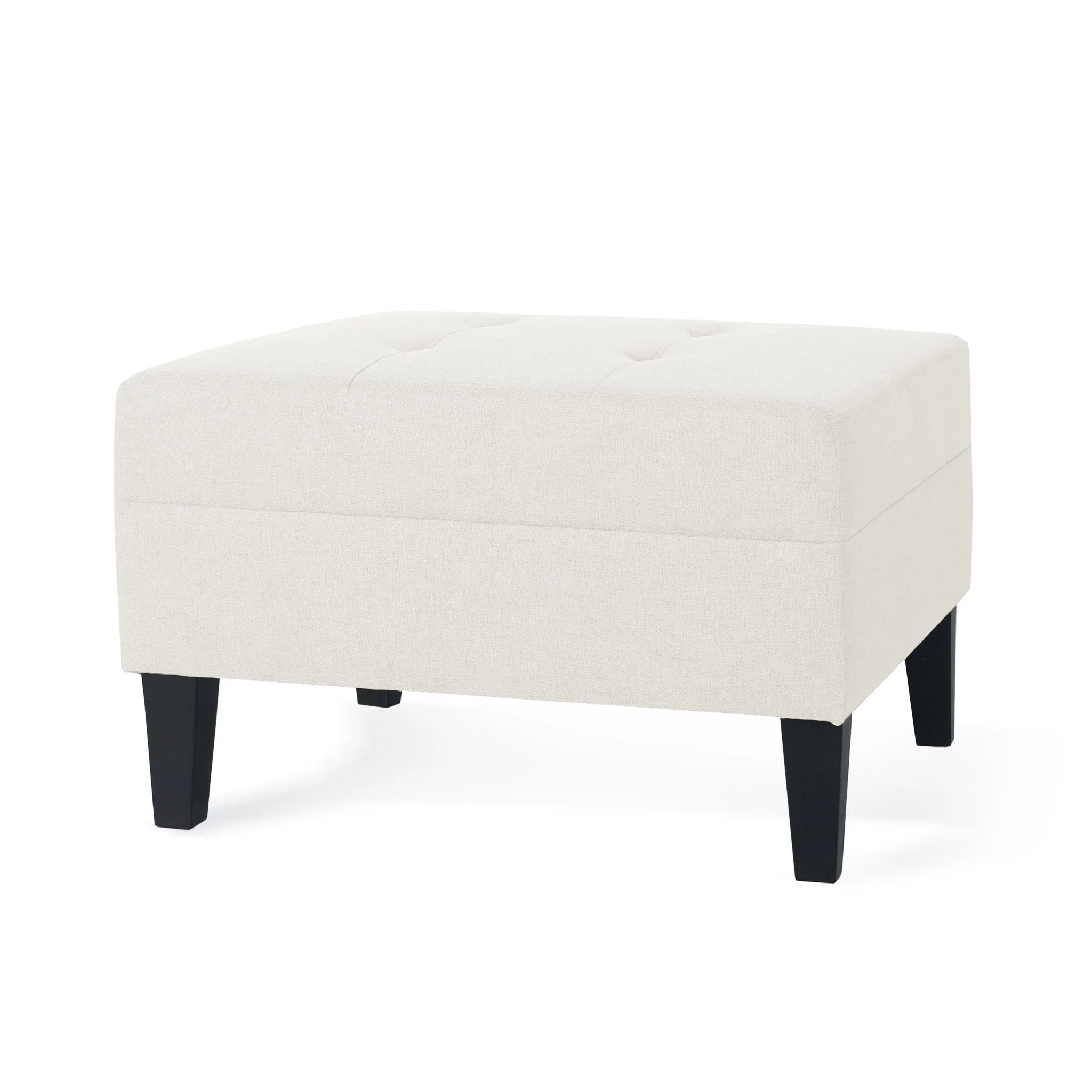 Classic Ottoman With Birch Wood Legs And Fabric Upholstery - Image 3