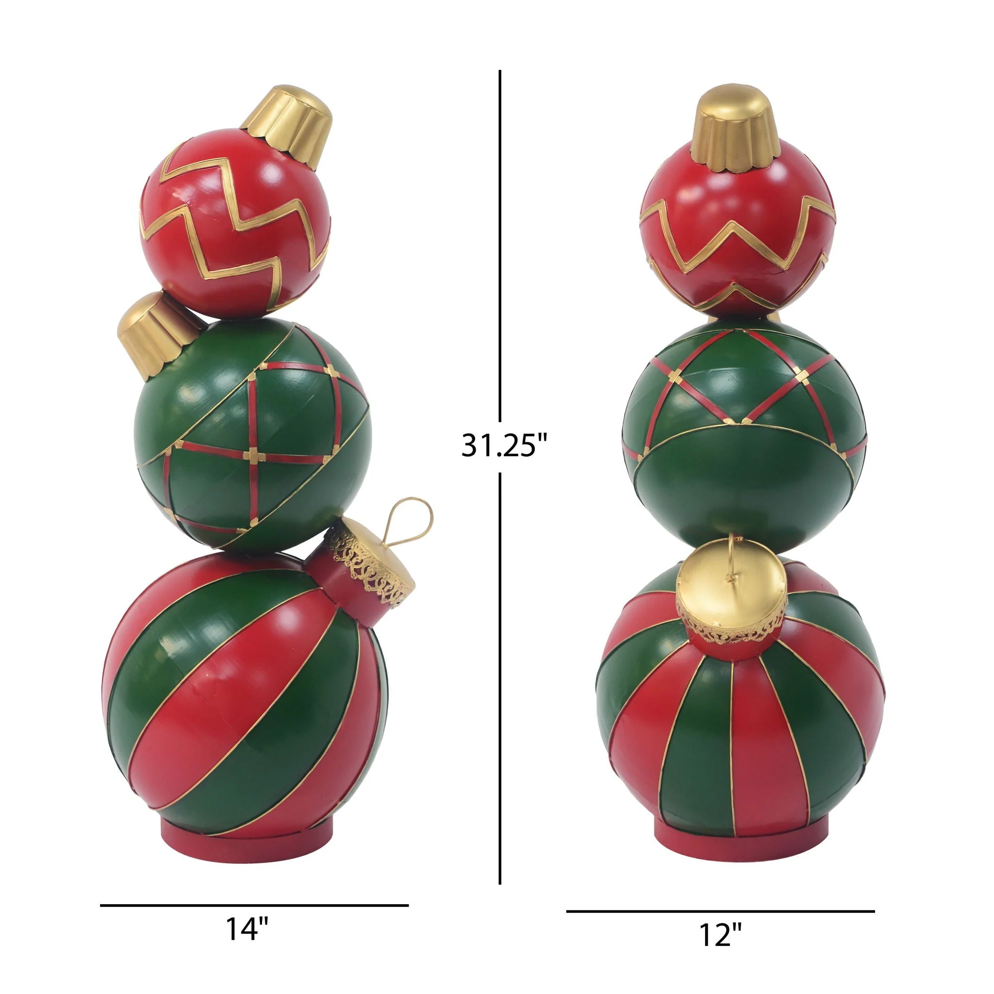 Classic Stacked Christmas Ball Decoration With Durable Construction - Red - Image 4