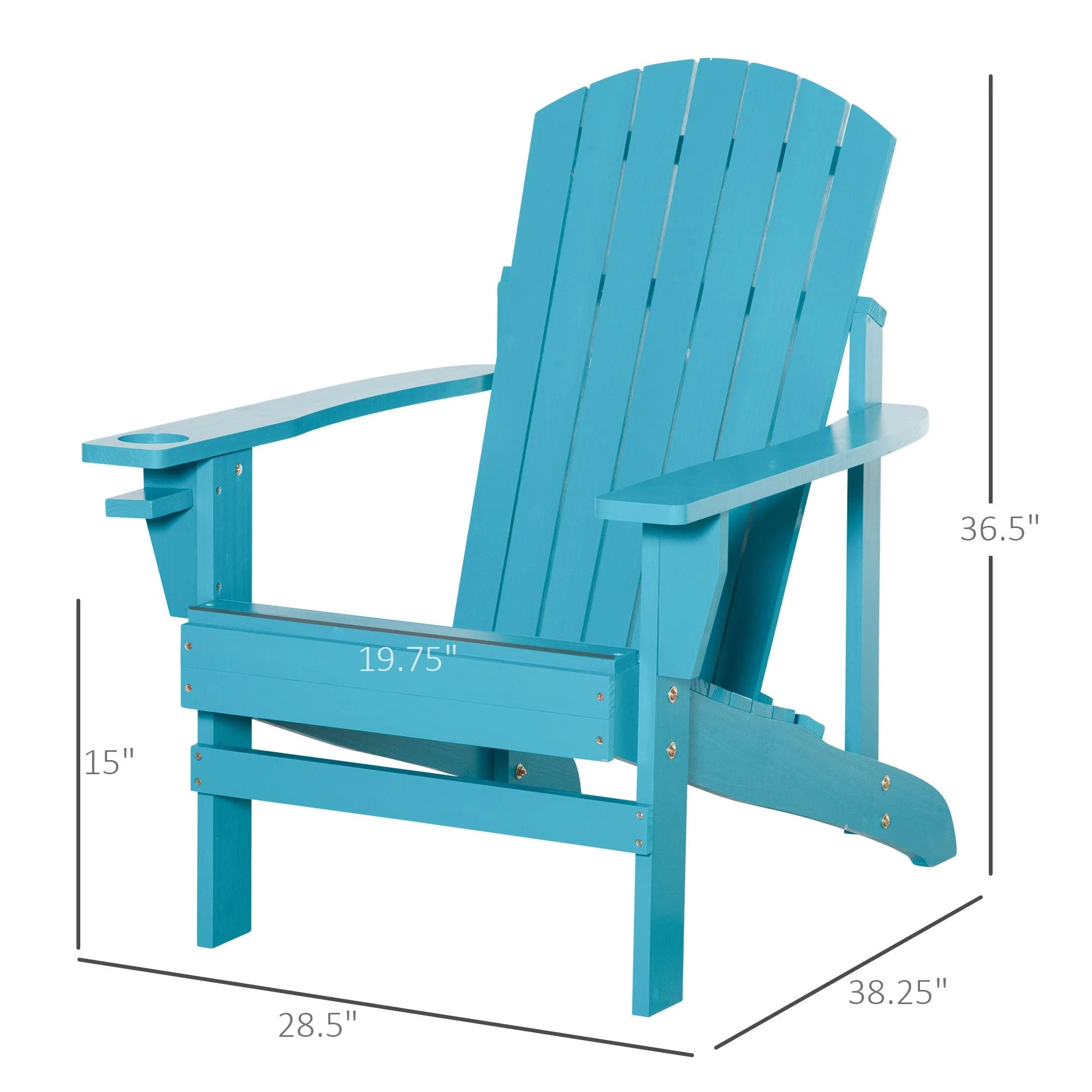 Classic Wood Adirondack Chair with Cupholder - Image 10