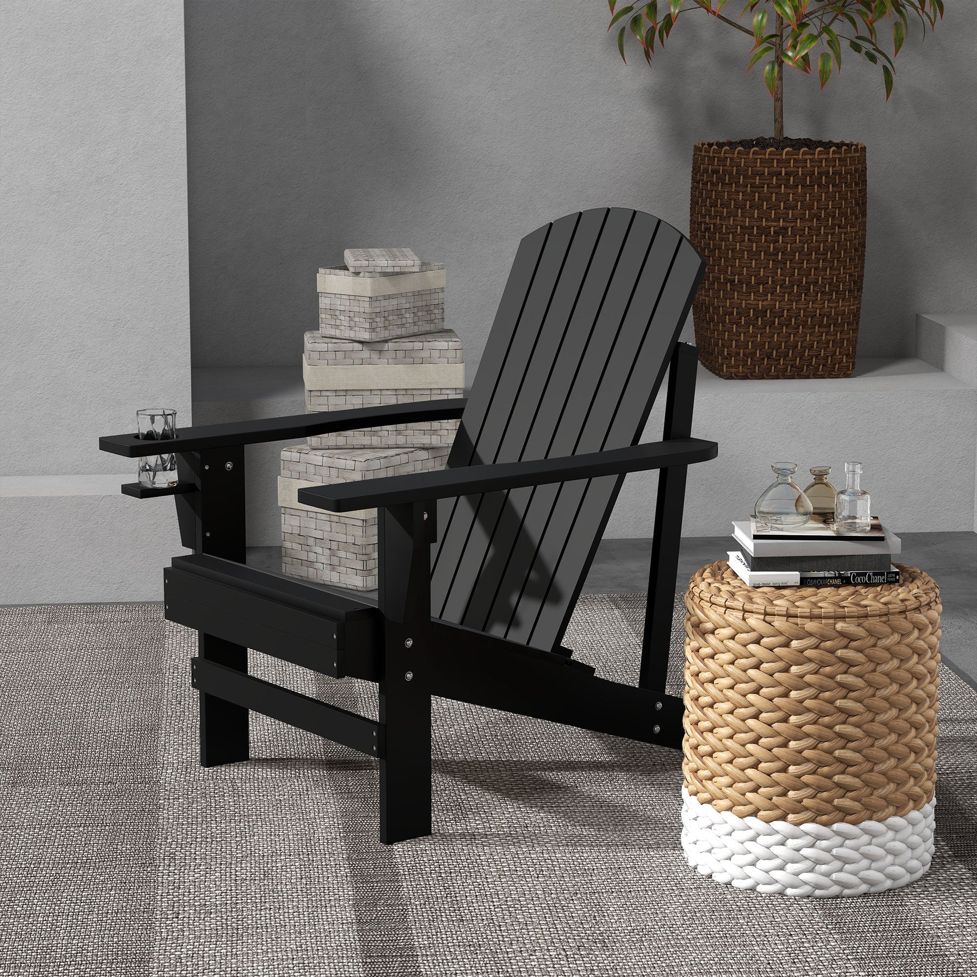 Classic Wood Adirondack Chair with Cupholder - Image 3