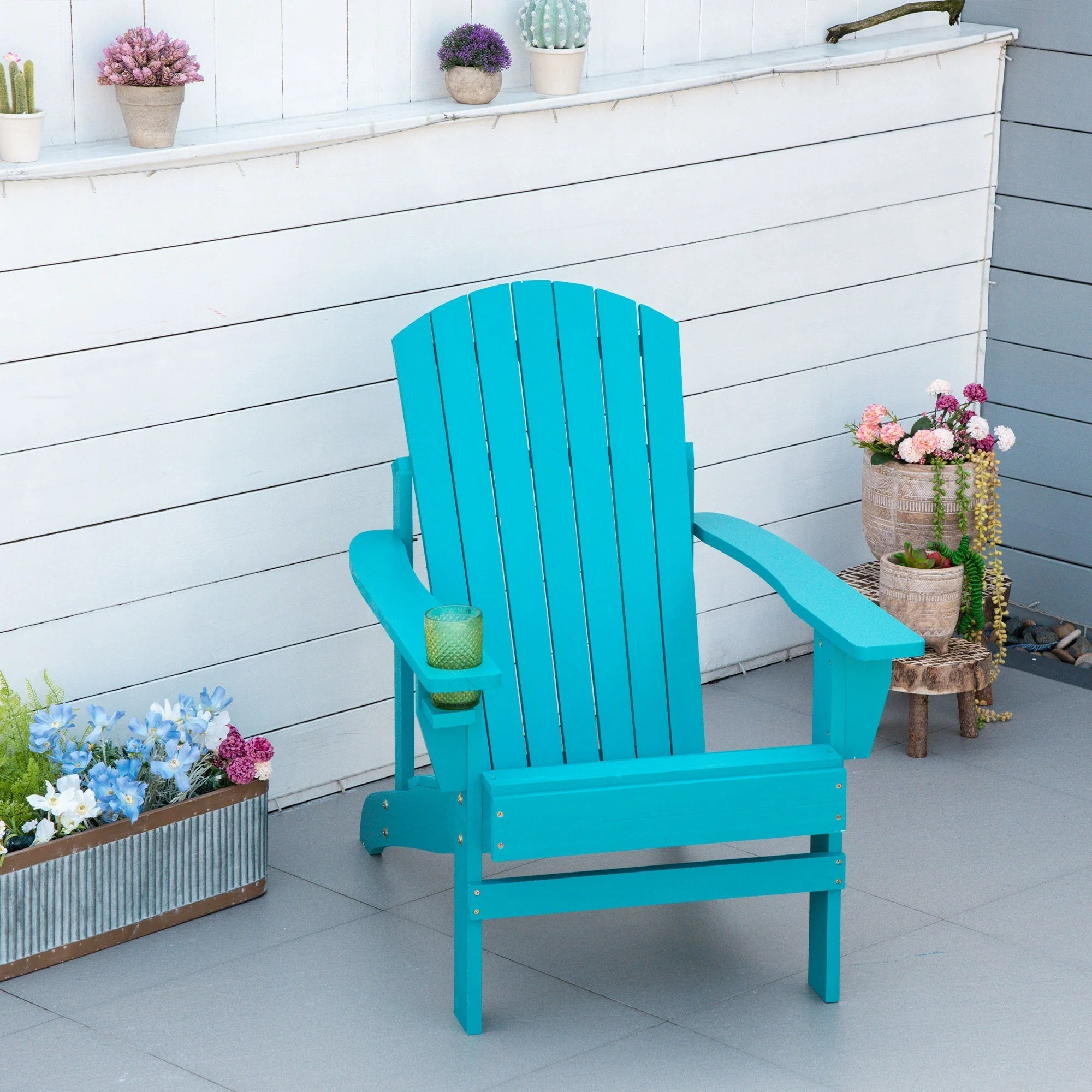 Classic Wood Adirondack Chair with Cupholder - Image 5