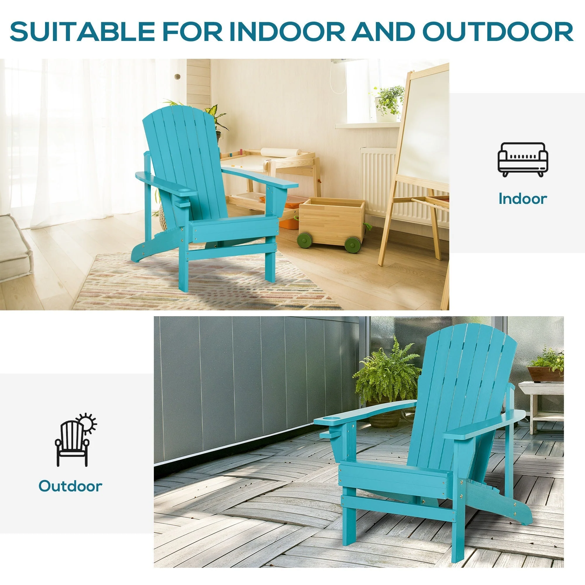 Classic Wood Adirondack Chair with Cupholder - Image 6