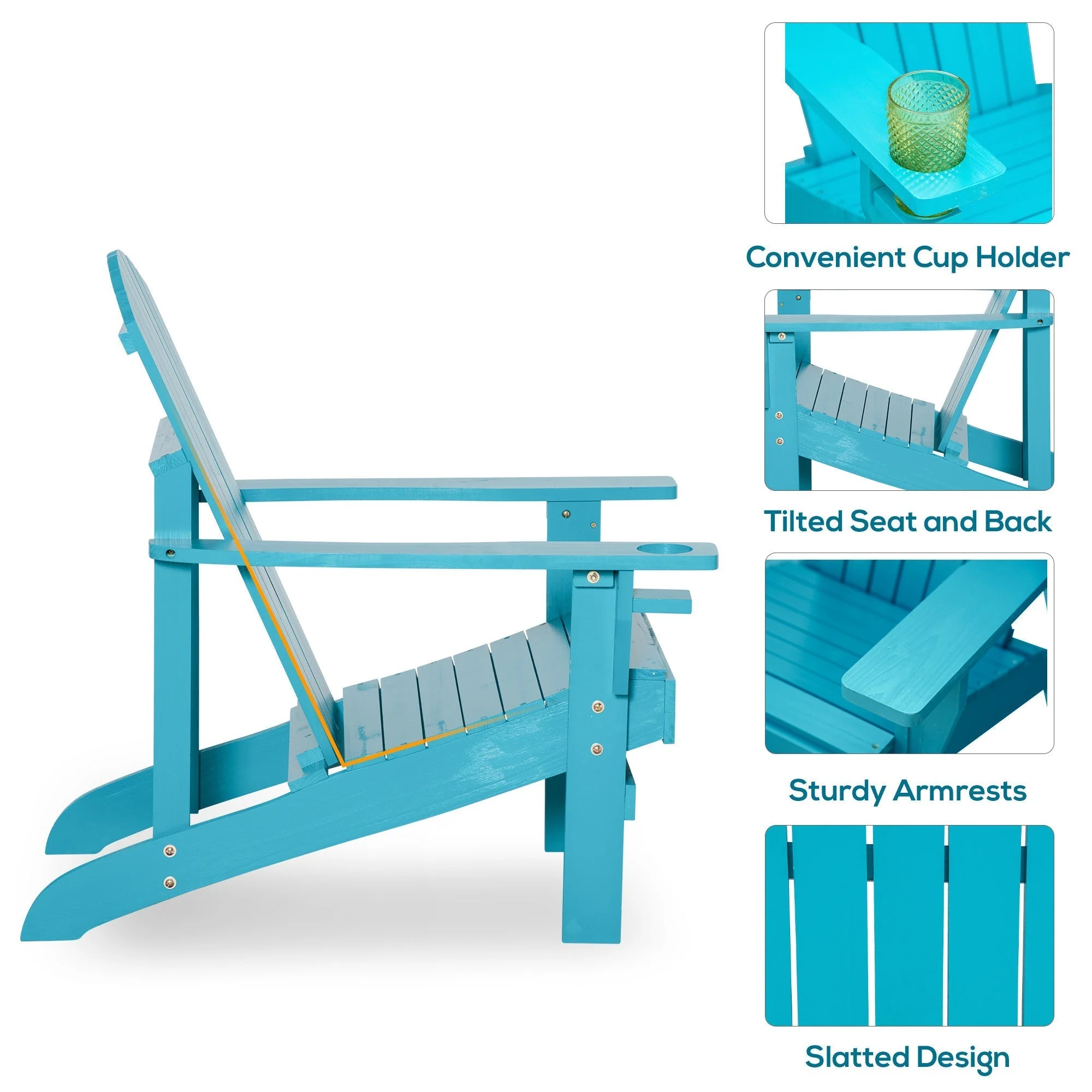 Classic Wood Adirondack Chair with Cupholder - Image 7