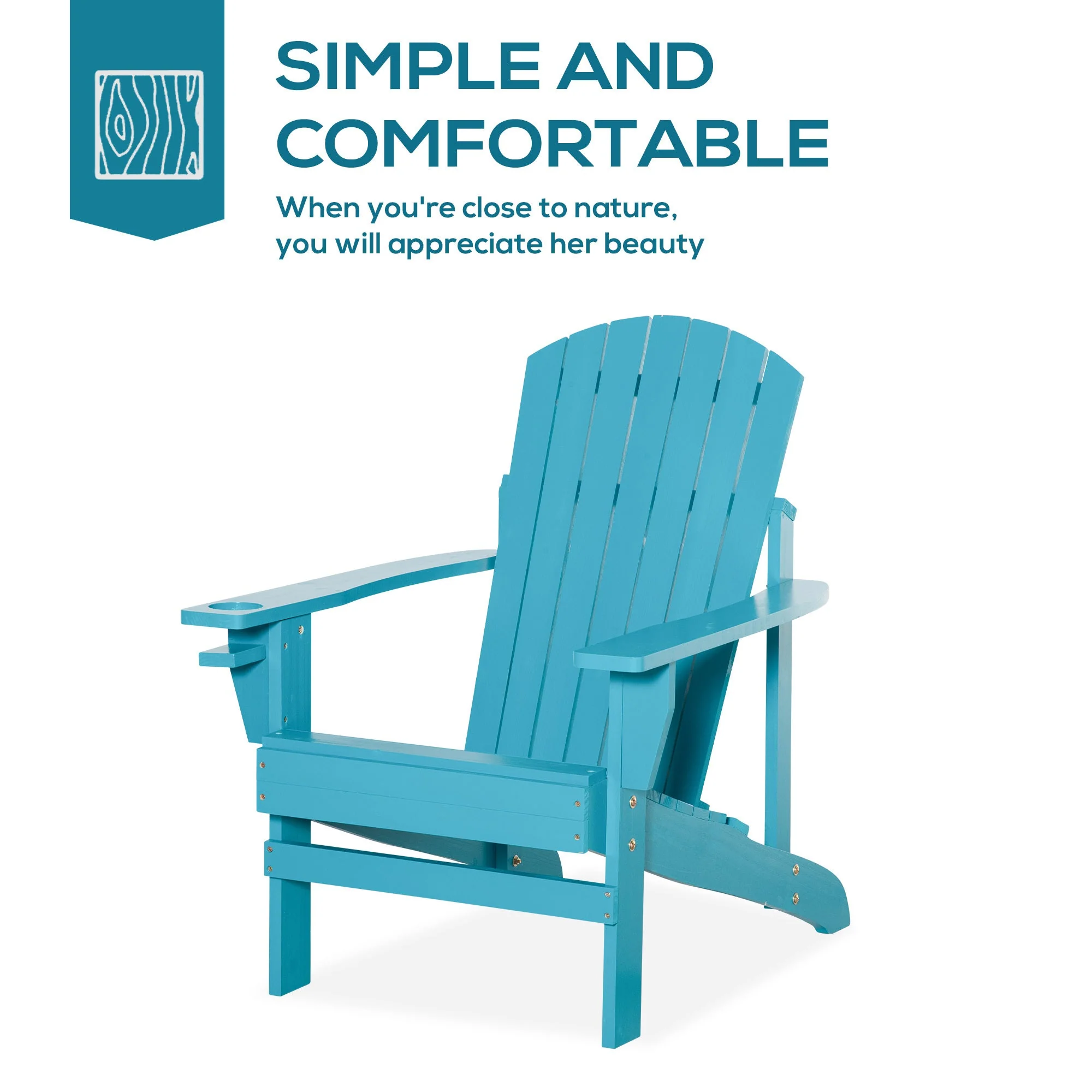 Classic Wood Adirondack Chair with Cupholder - Image 9