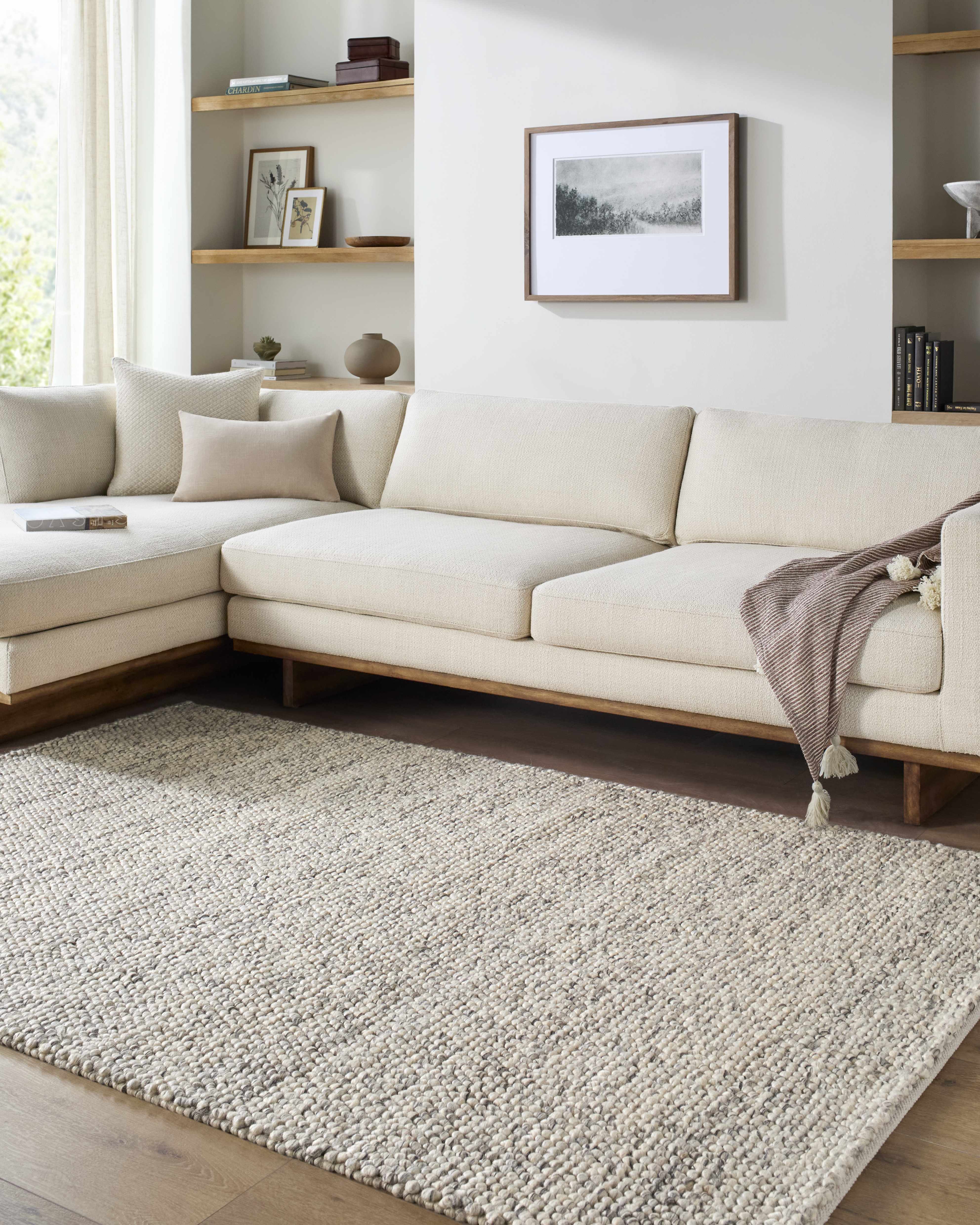Clayne Beige & Charcoal Premium Wool Area Rug - Image 2
