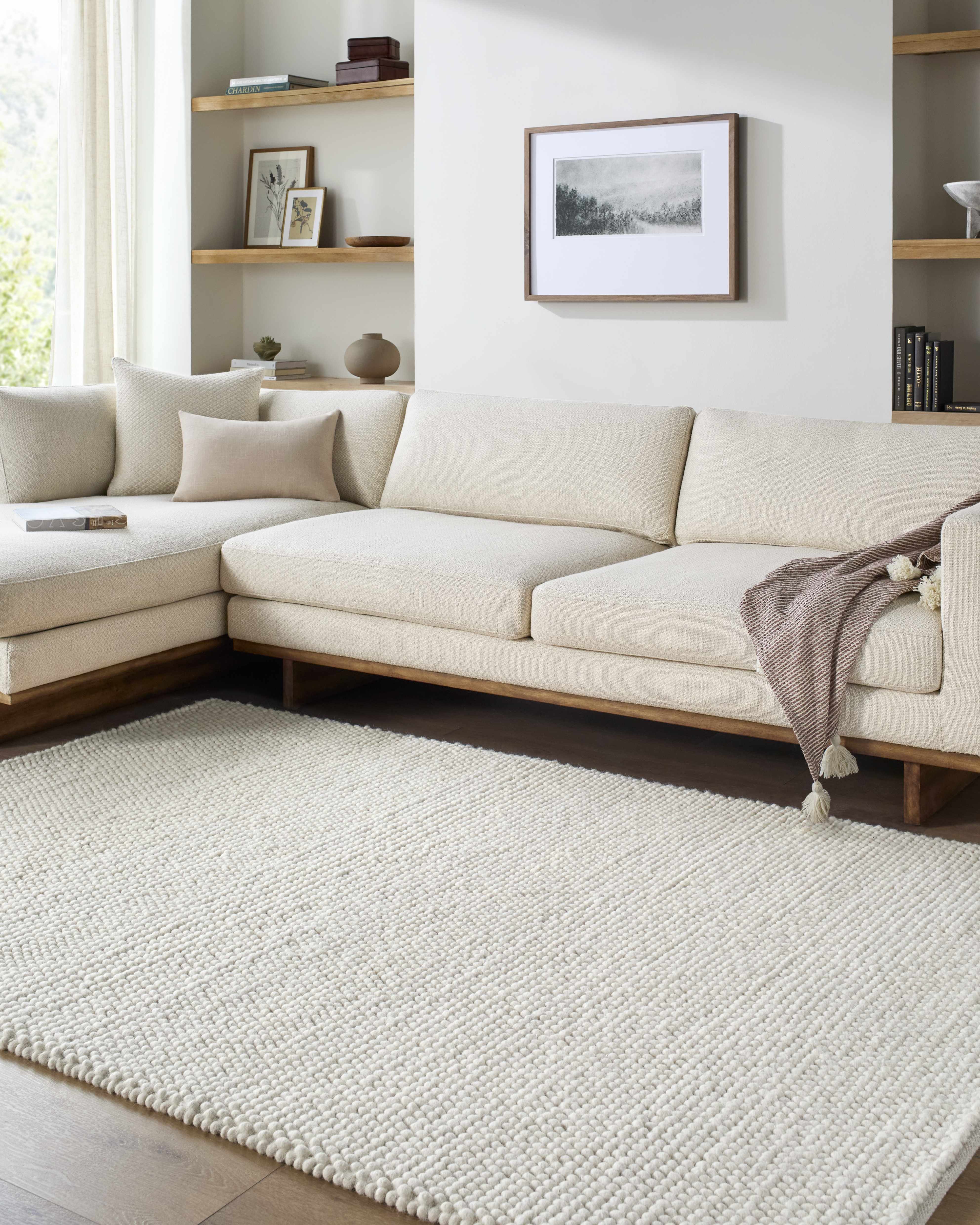 Clayne Beige Premium Wool Area Rug - Image 2