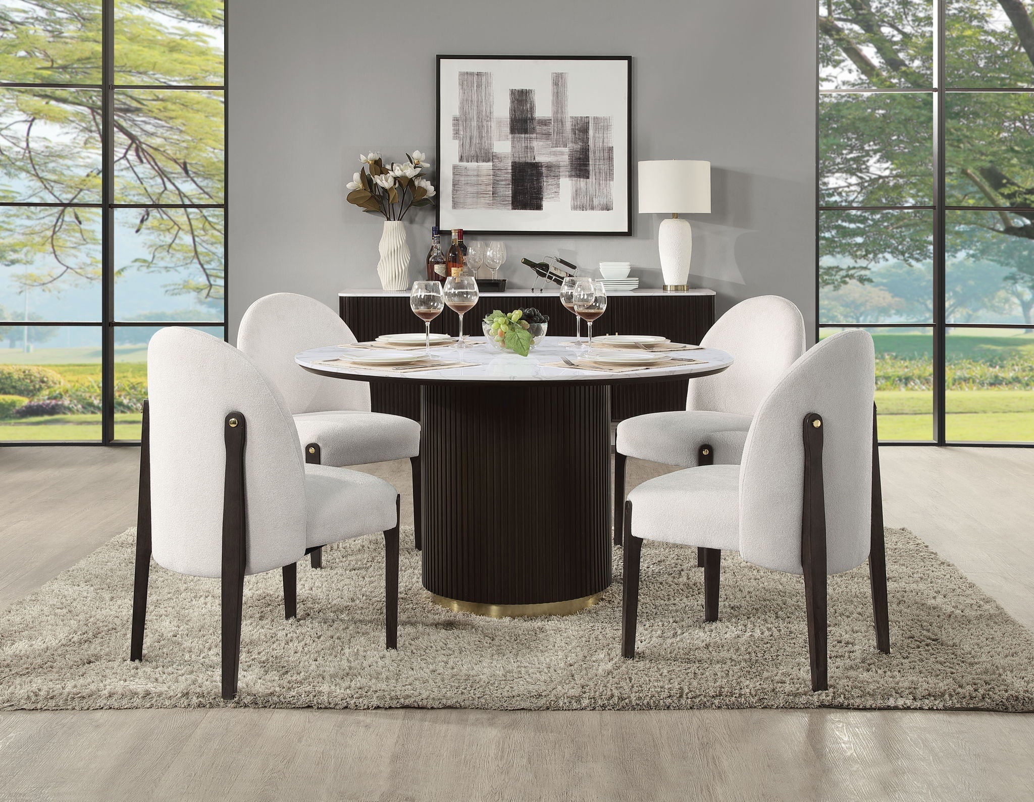 Clayten - Around Dining Table - Marble / Espresso - Image 3