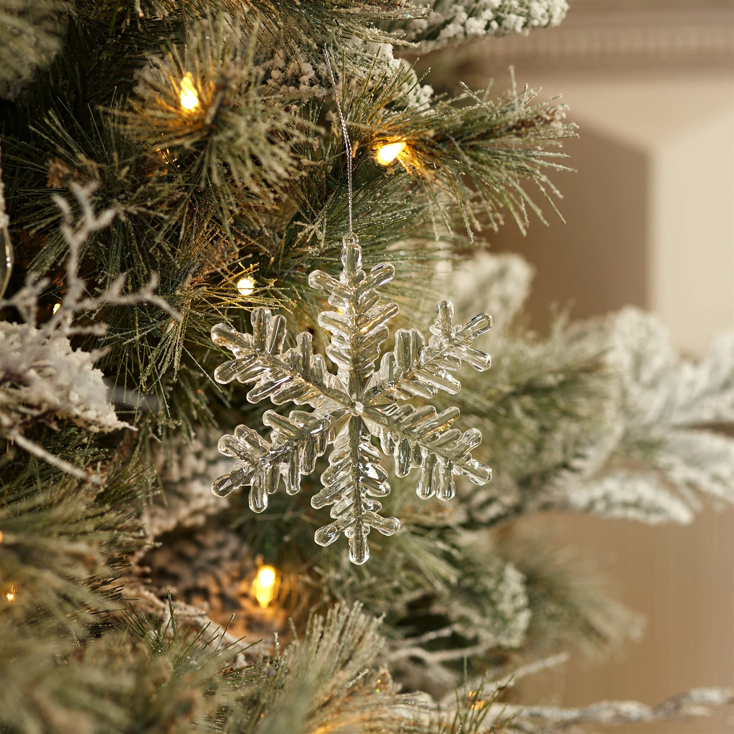 Clear Acrylic Snowflake Oranment (Set of 12) - Image 3
