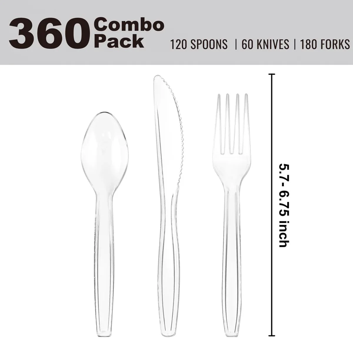 Clear Disposable Cutlery Set - 360 Pieces - Image 2