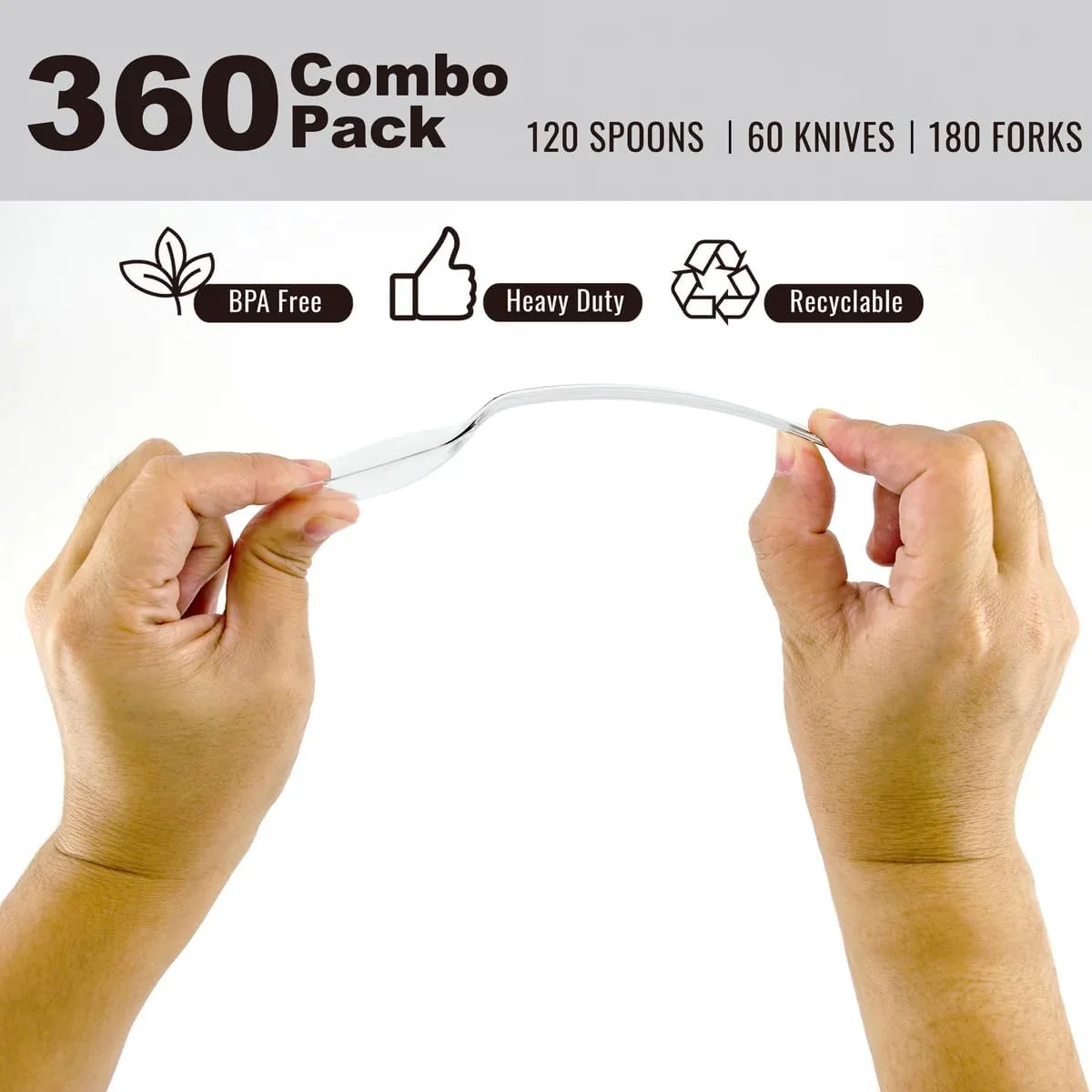 Clear Disposable Cutlery Set - 360 Pieces - Image 3