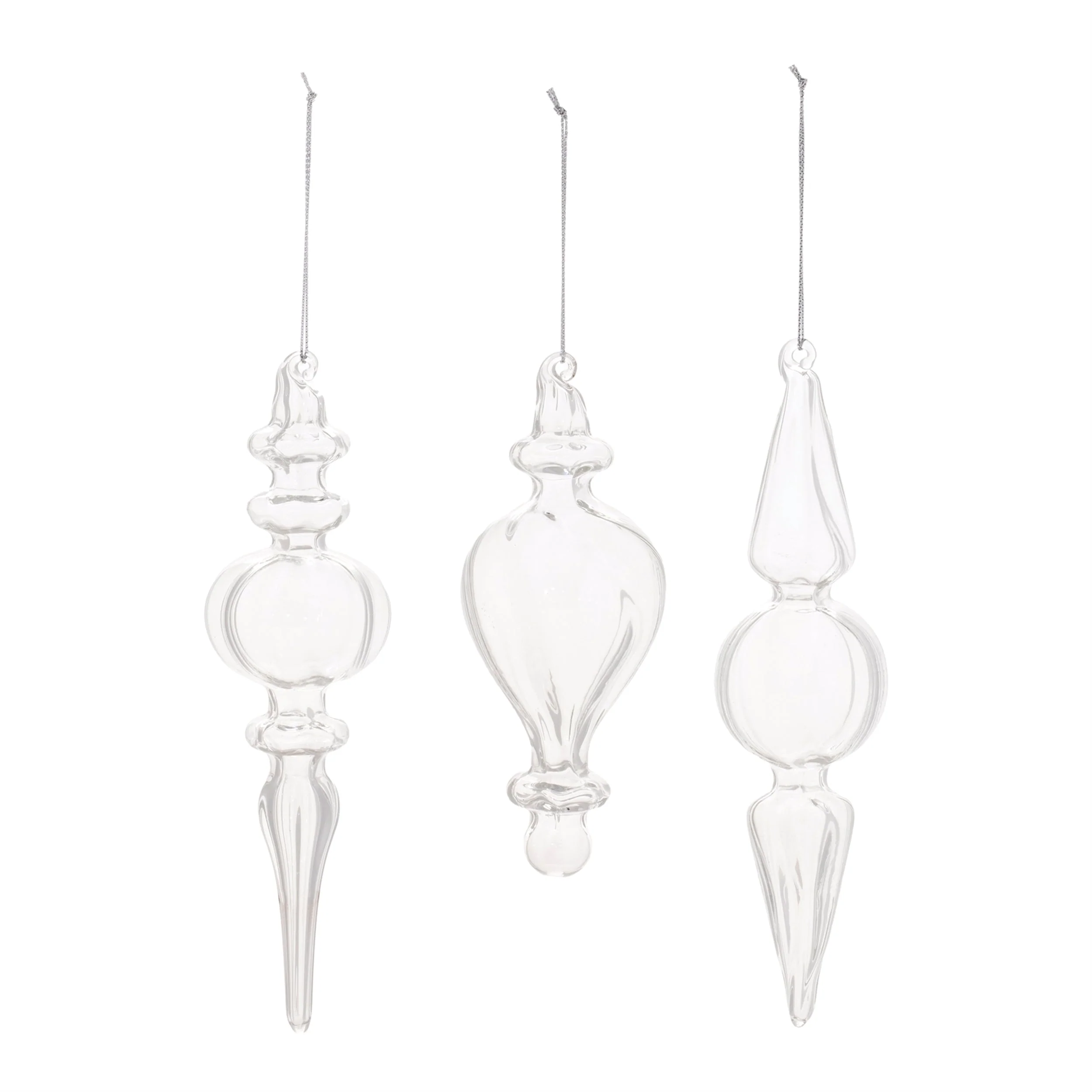 Clear glass finial ornament (set of 12) - Image 2