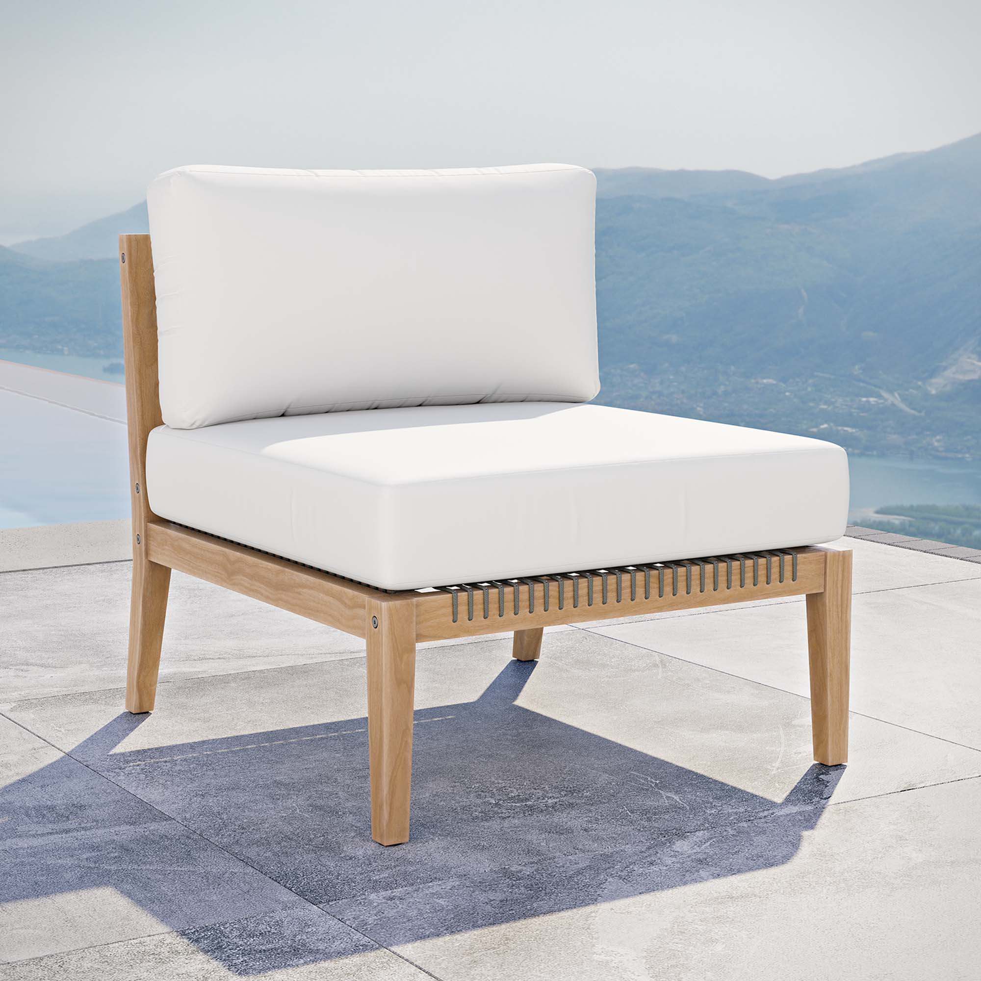 Clearwater Outdoor Patio Teak Wood Armless Chair by Modway - Image 11