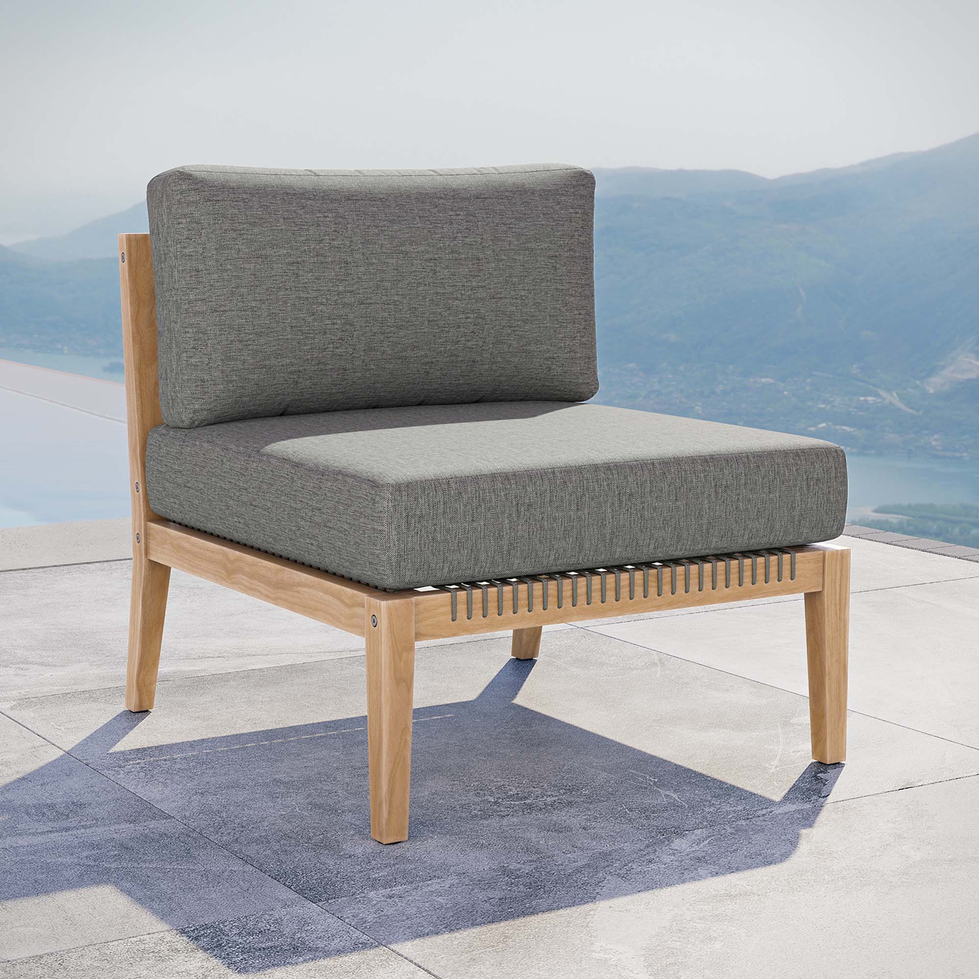Clearwater Outdoor Patio Teak Wood Armless Chair by Modway - Image 13