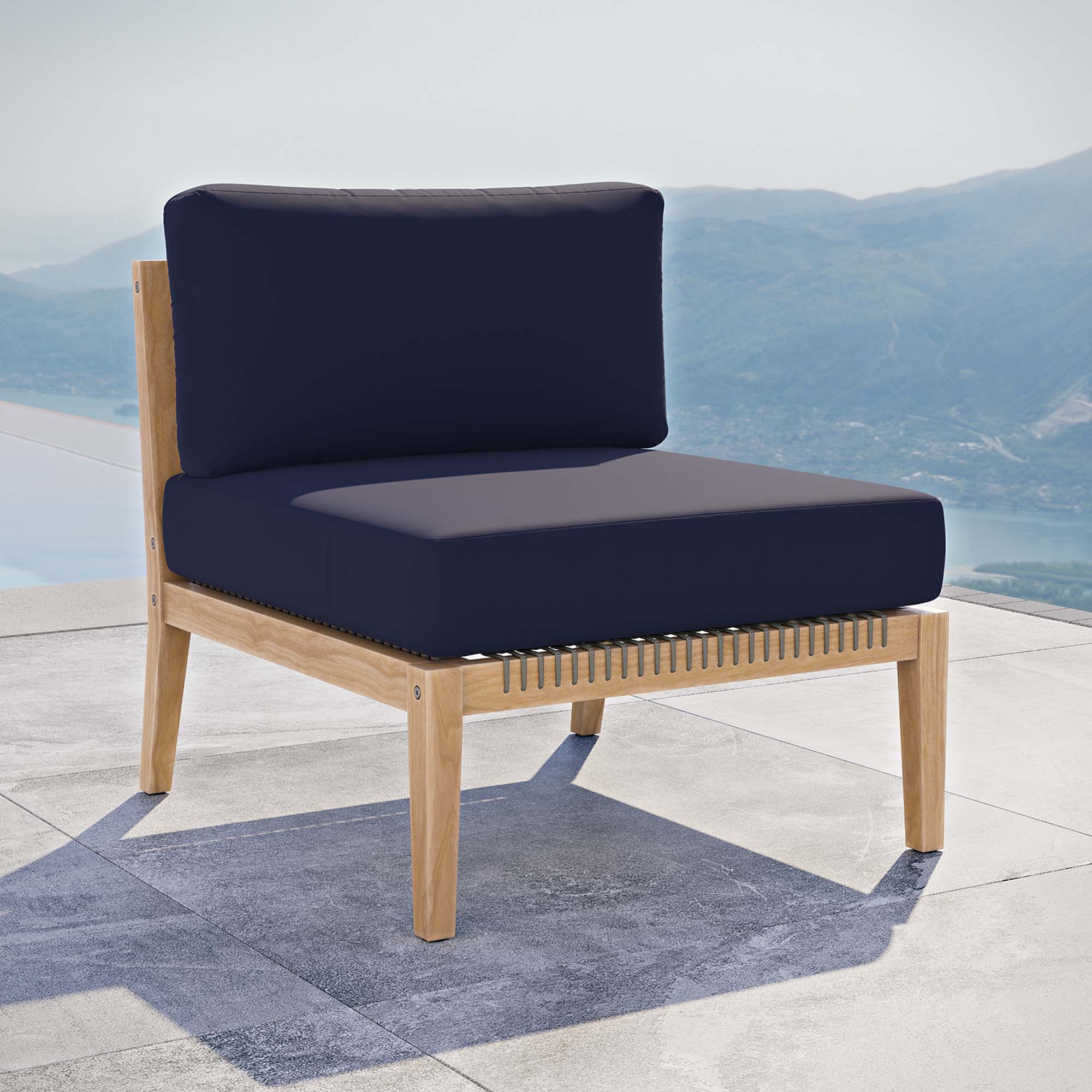 Clearwater Outdoor Patio Teak Wood Armless Chair by Modway - Image 6