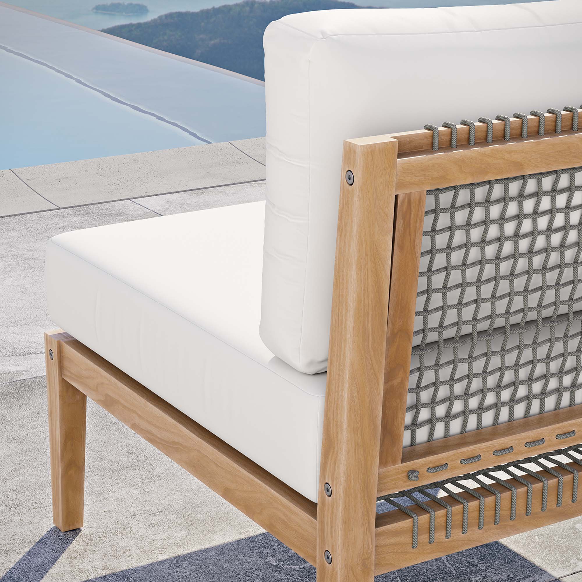 Clearwater Outdoor Patio Teak Wood Armless Chair by Modway - Image 8