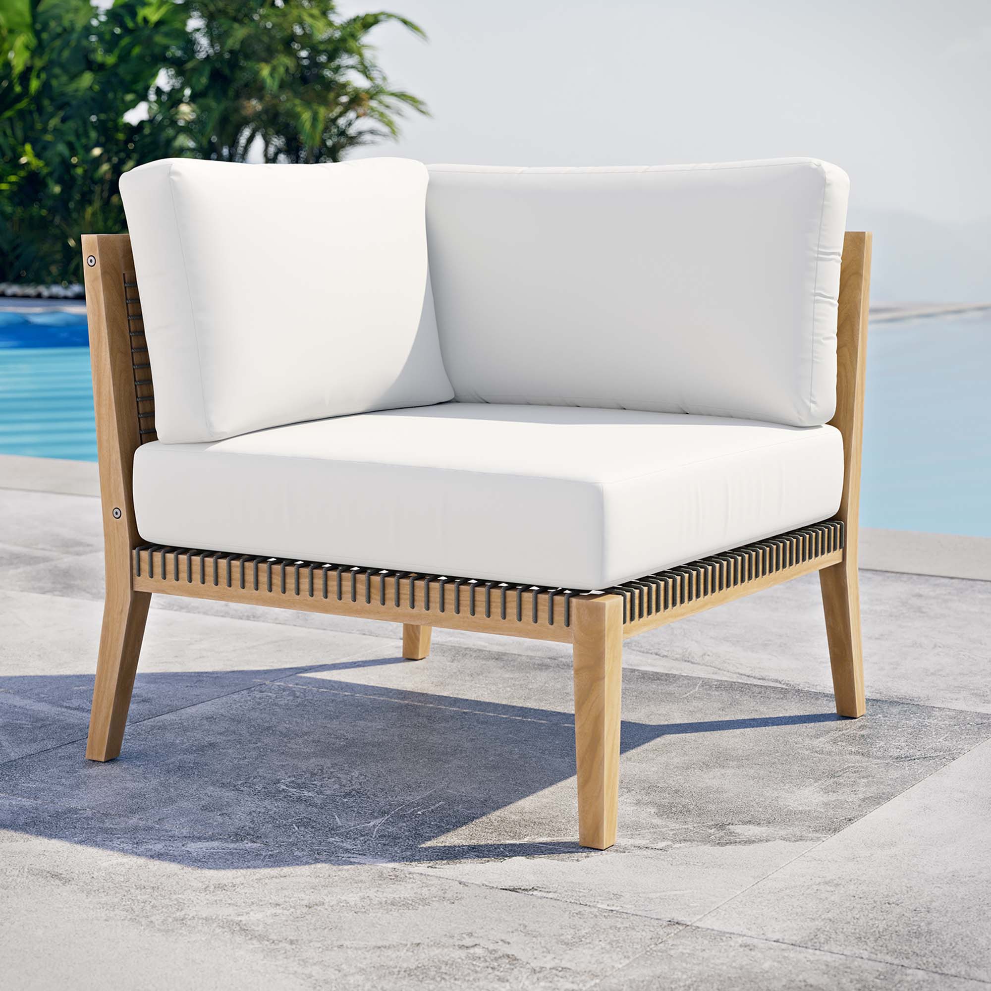 Clearwater Outdoor Patio Teak Wood Corner Chair by Modway - Image 11