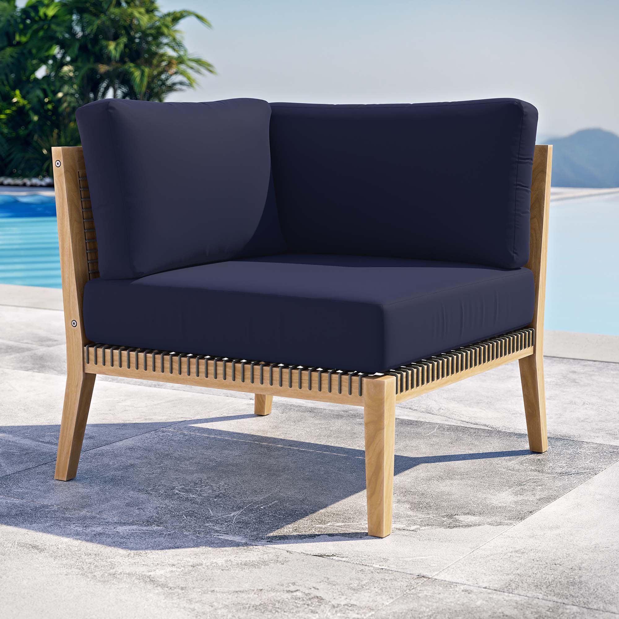 Clearwater Outdoor Patio Teak Wood Corner Chair by Modway - Image 12
