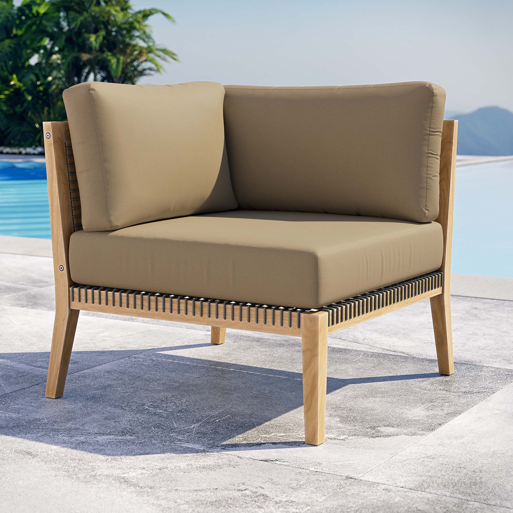 Clearwater Outdoor Patio Teak Wood Corner Chair by Modway - Image 13