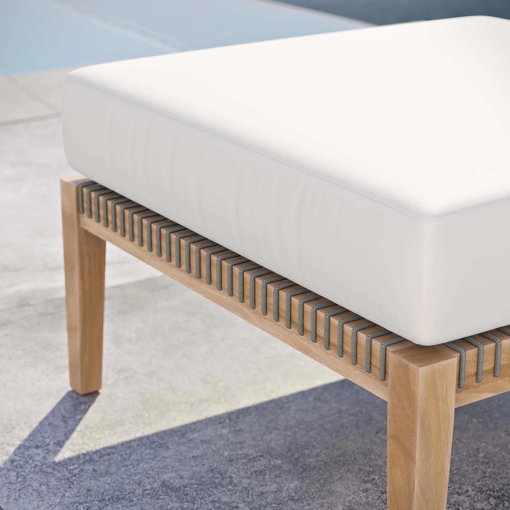 Clearwater Outdoor Patio Teak Wood Ottoman by Modway - Image 10