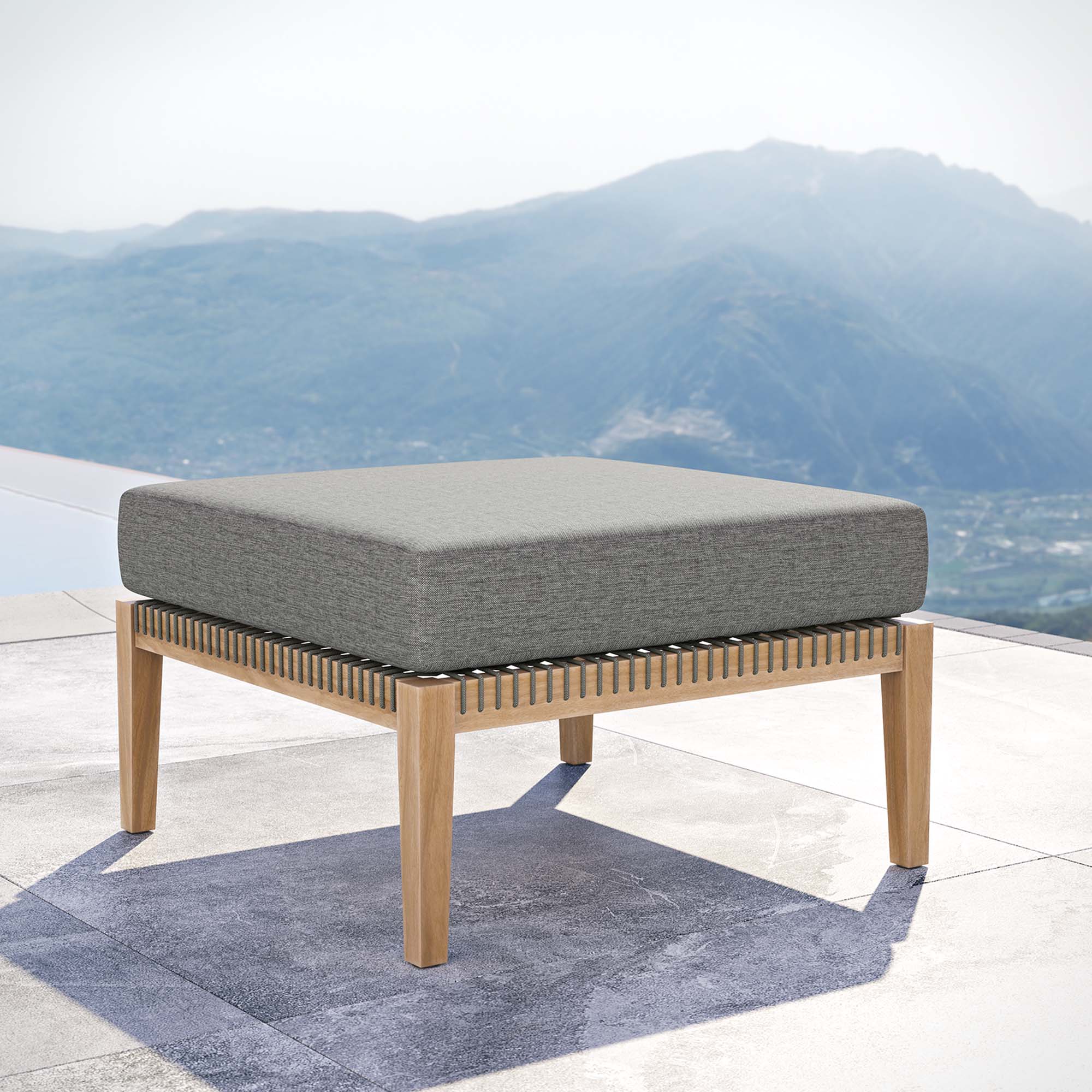 Clearwater Outdoor Patio Teak Wood Ottoman by Modway - Image 11