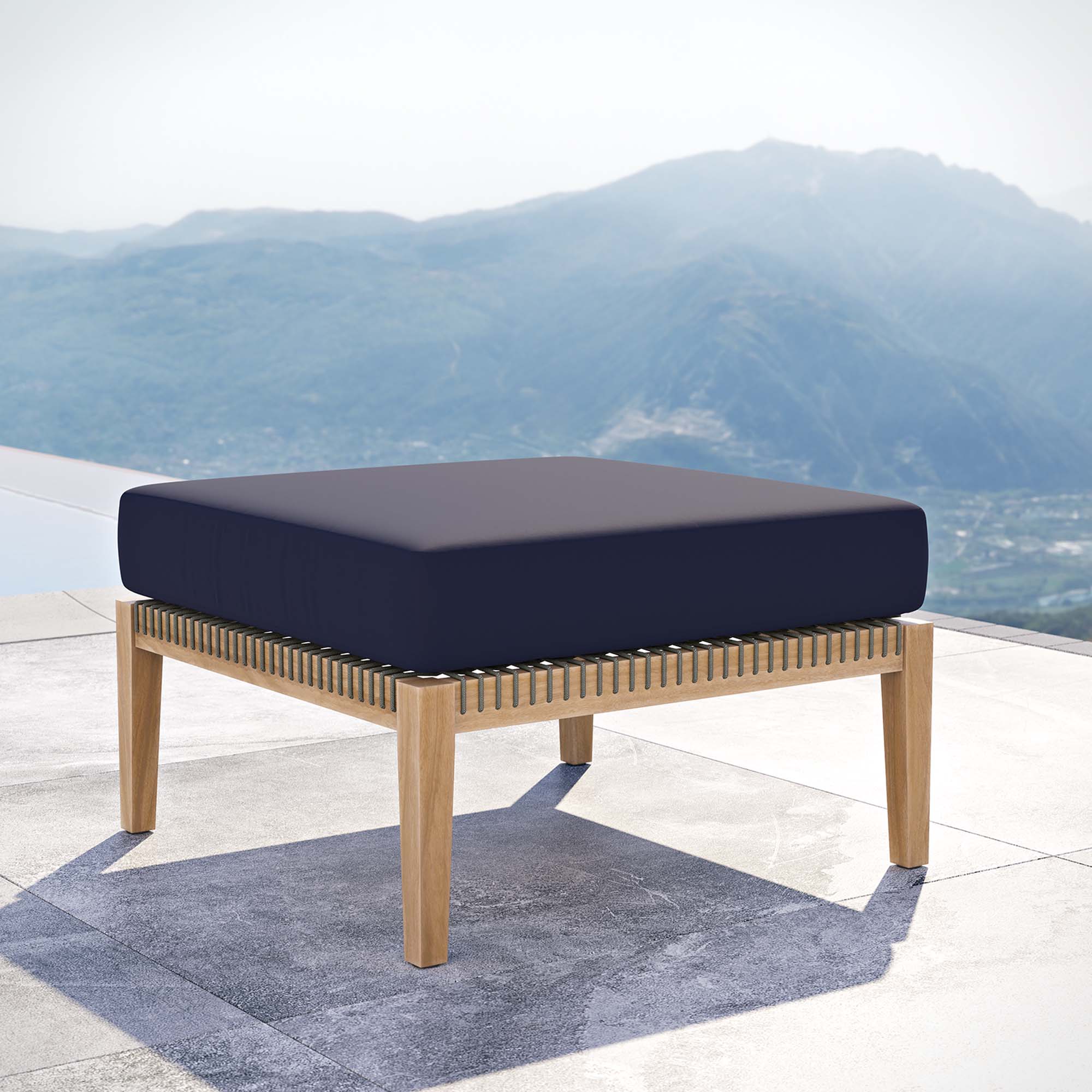 Clearwater Outdoor Patio Teak Wood Ottoman by Modway - Image 12
