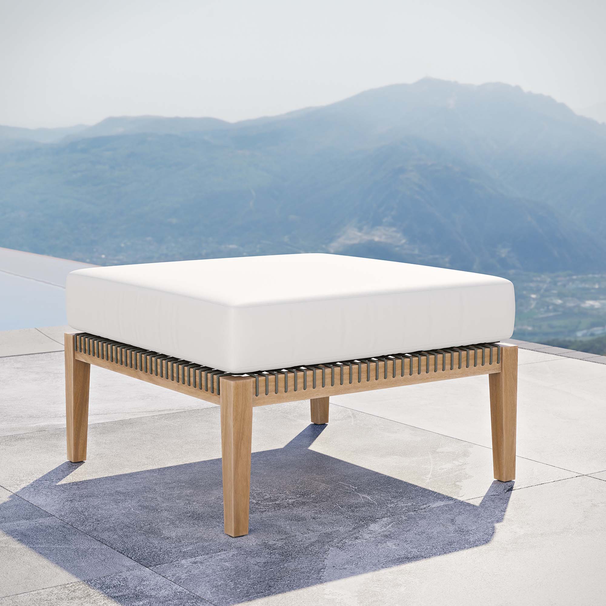 Clearwater Outdoor Patio Teak Wood Ottoman by Modway - Image 13