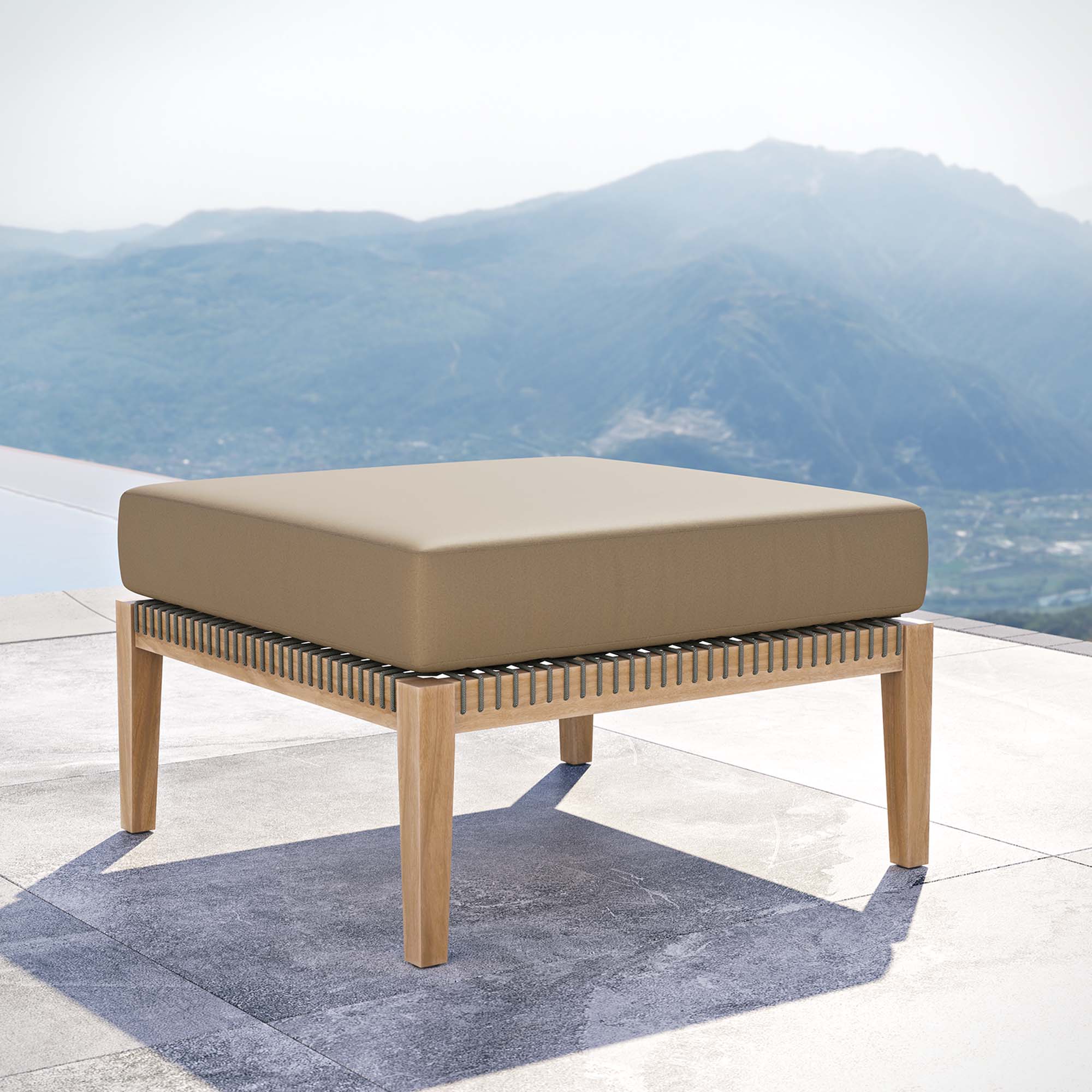 Clearwater Outdoor Patio Teak Wood Ottoman by Modway - Image 6