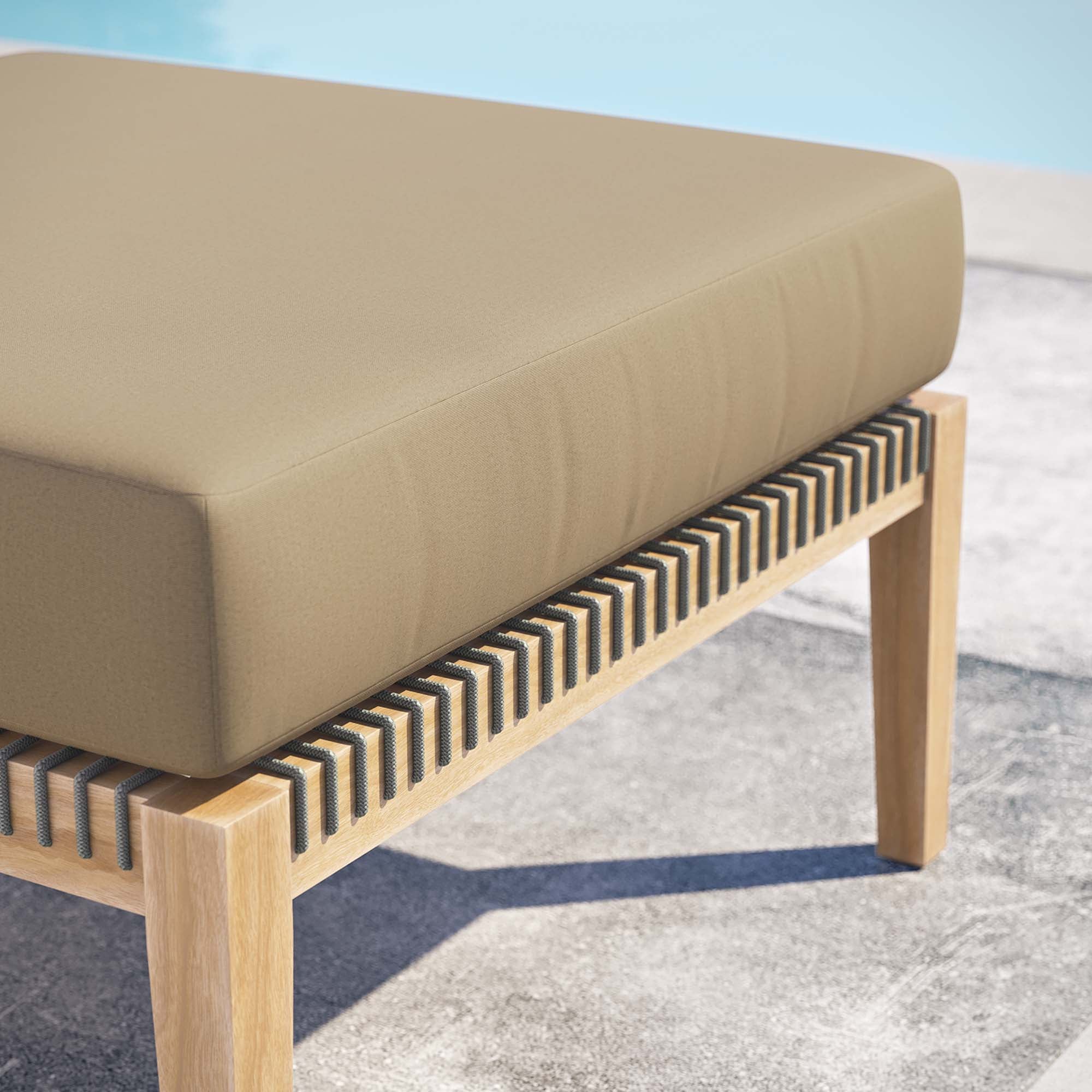Clearwater Outdoor Patio Teak Wood Ottoman by Modway - Image 7