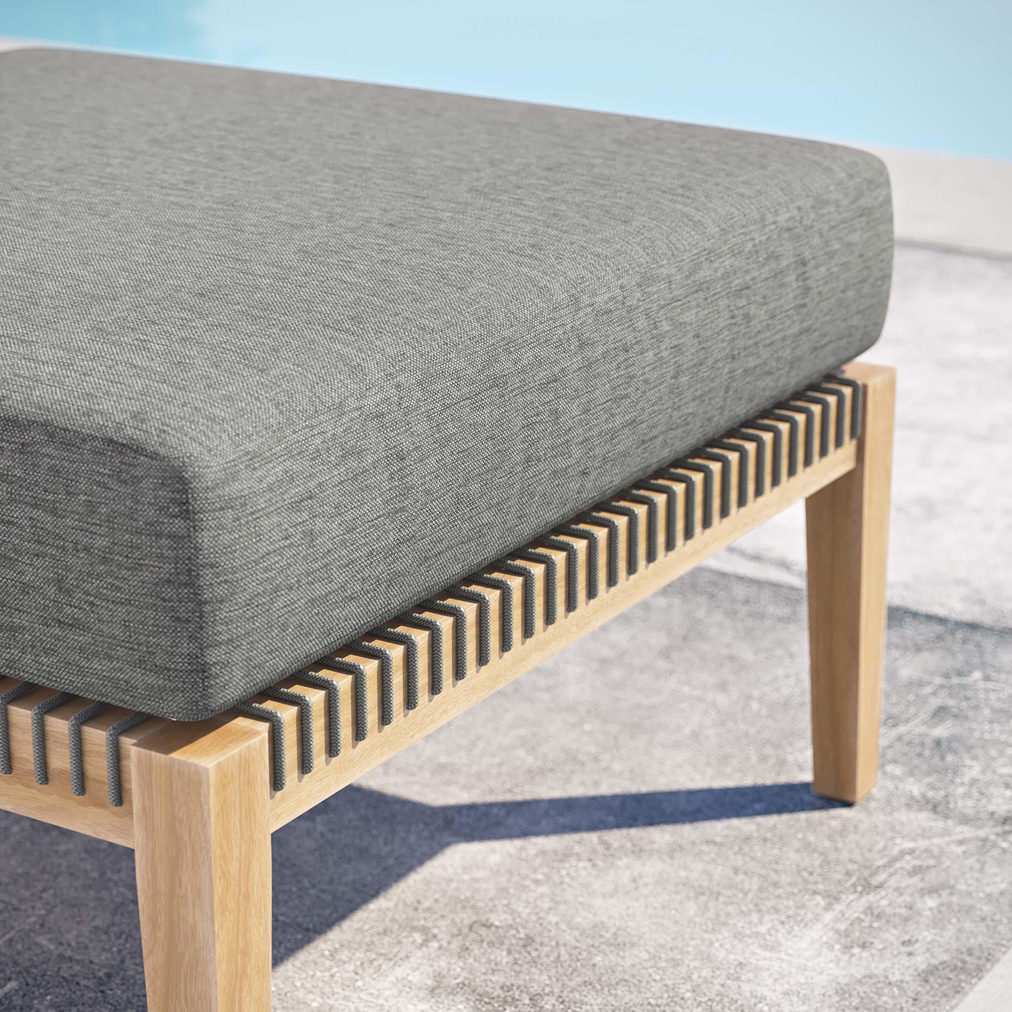 Clearwater Outdoor Patio Teak Wood Ottoman by Modway - Image 8