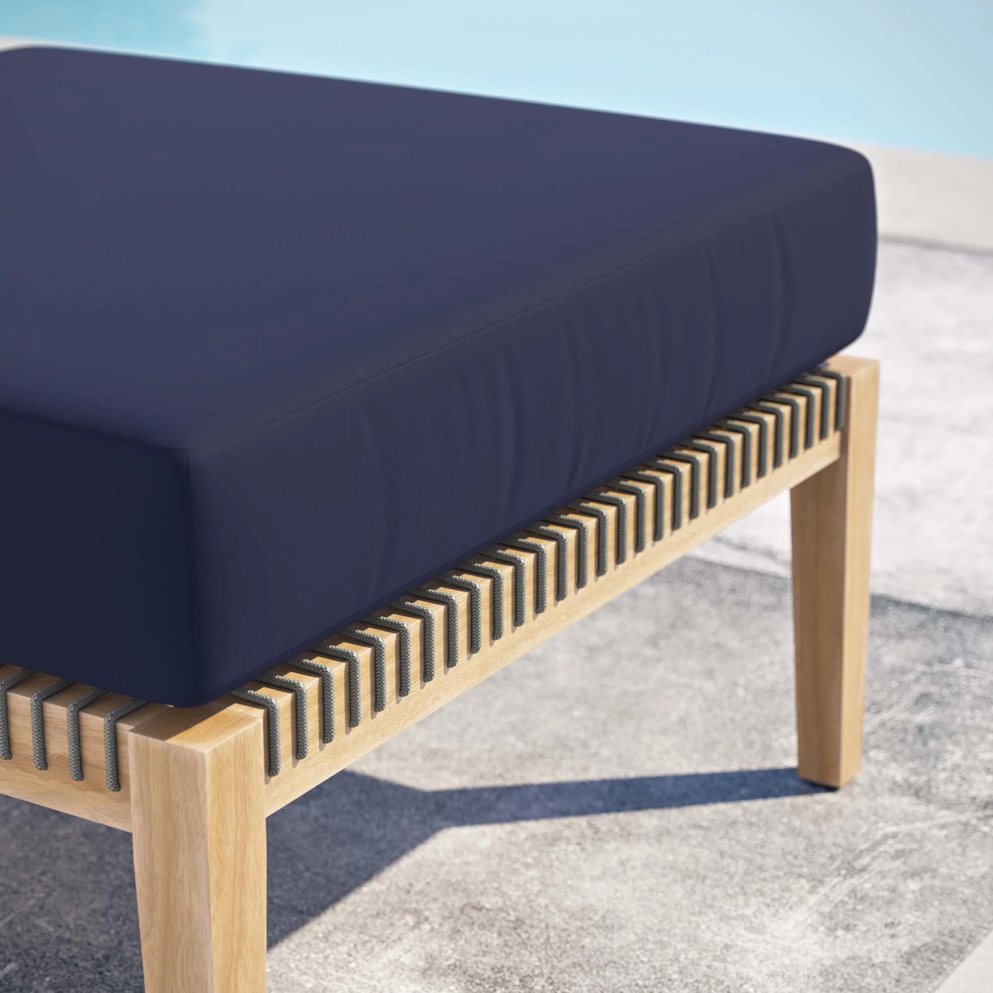 Clearwater Outdoor Patio Teak Wood Ottoman by Modway - Image 9