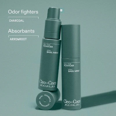 cleo+coco Body and Hair Antiperspirants and Deodorant Powder Basil Mint 0.88oz - Image 4