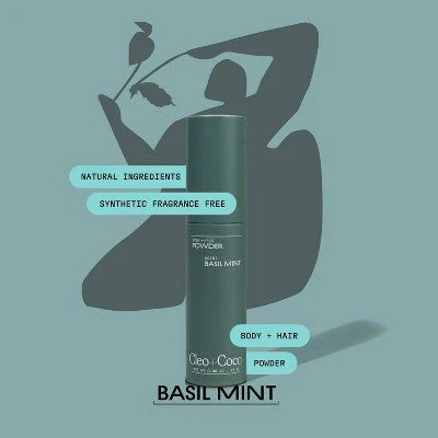 cleo+coco Body and Hair Antiperspirants and Deodorant Powder Basil Mint 0.88oz - Image 5