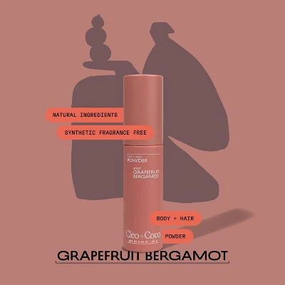 Cleo+Coco Body and Hair Antiperspirants and Deodorant Powder Grapefruit Bergamot 0.88oz - Image 5