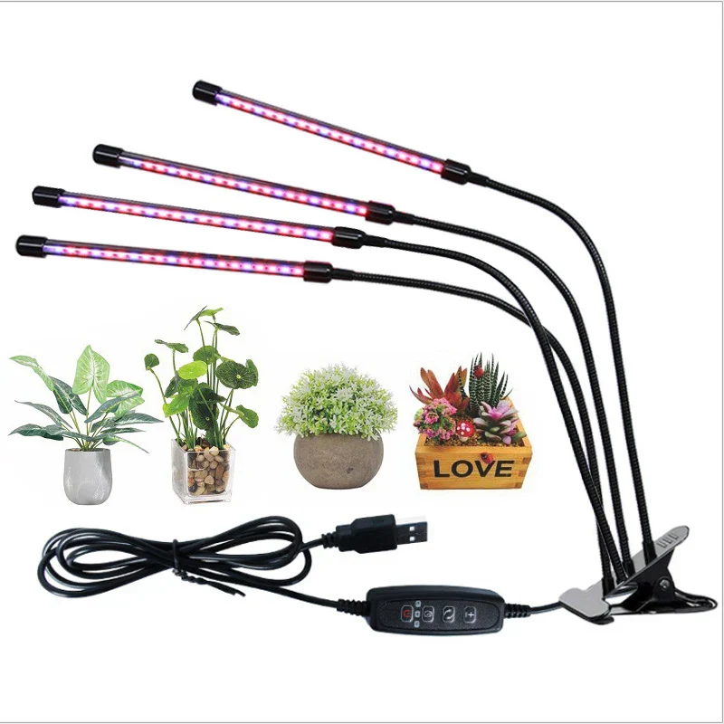 Clip On LED Grow Light Full Spectrum USB Timer Dimmable 1–4 Head Plant Lamp - Image 7