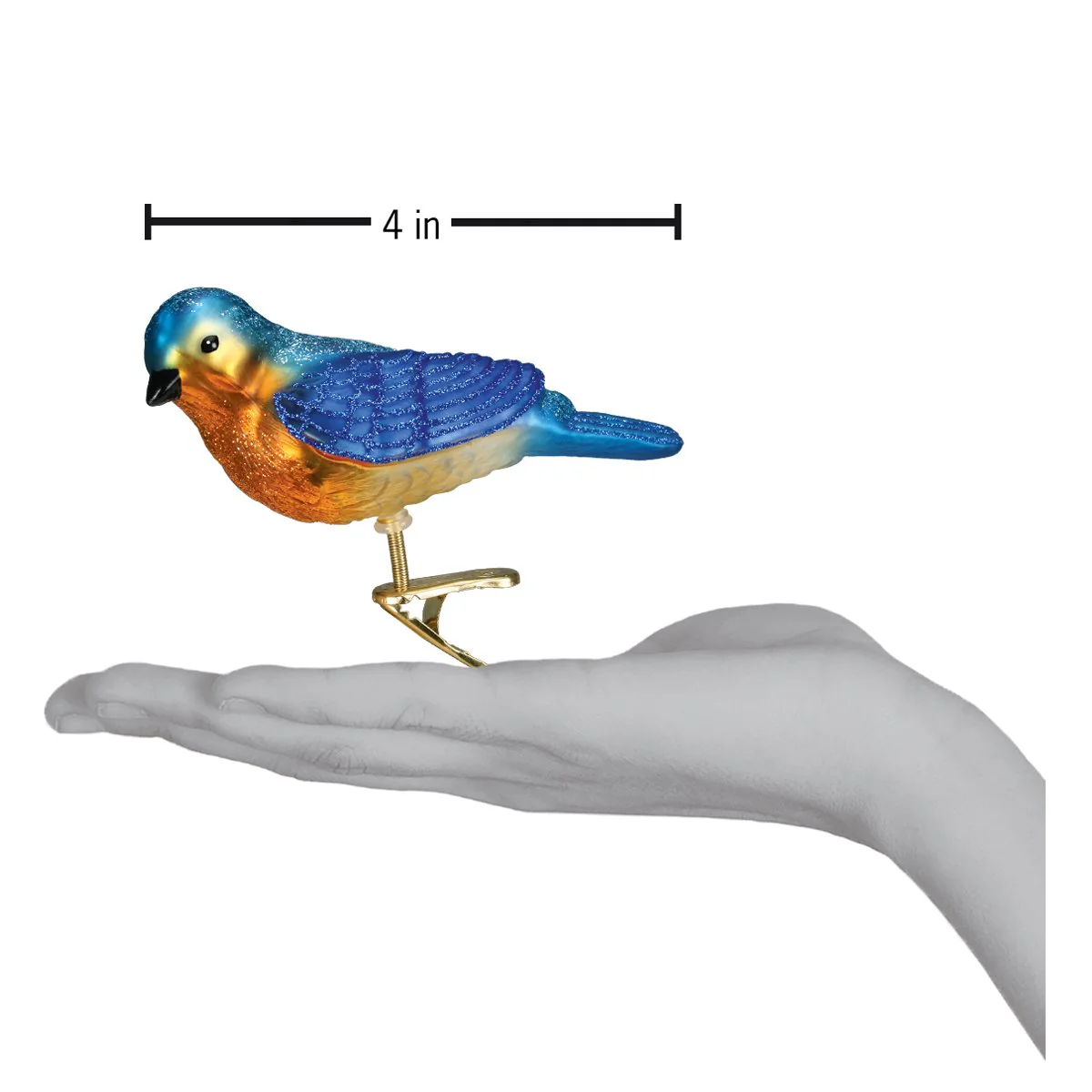 Clip-On Western Bluebird Glass Ornament - Image 4