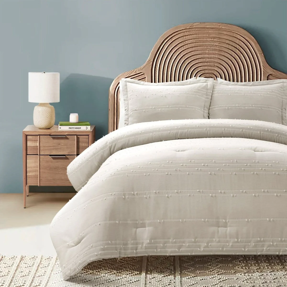 Clipped Stripe Jacquard 3 Piece Comforter Set - Image 2